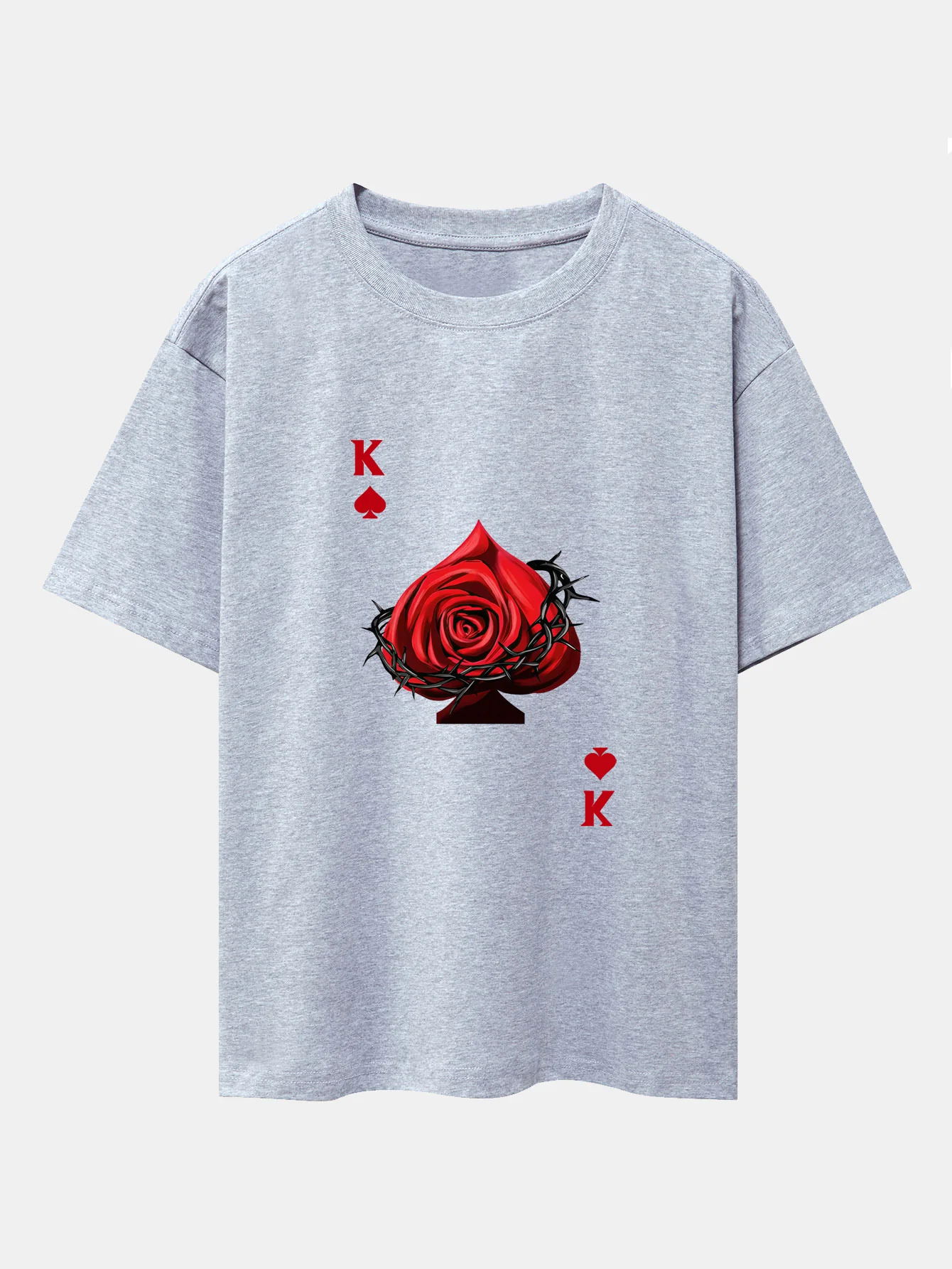 Rose K Print Drop Shoulder Oversize T-Shirt - Image 12