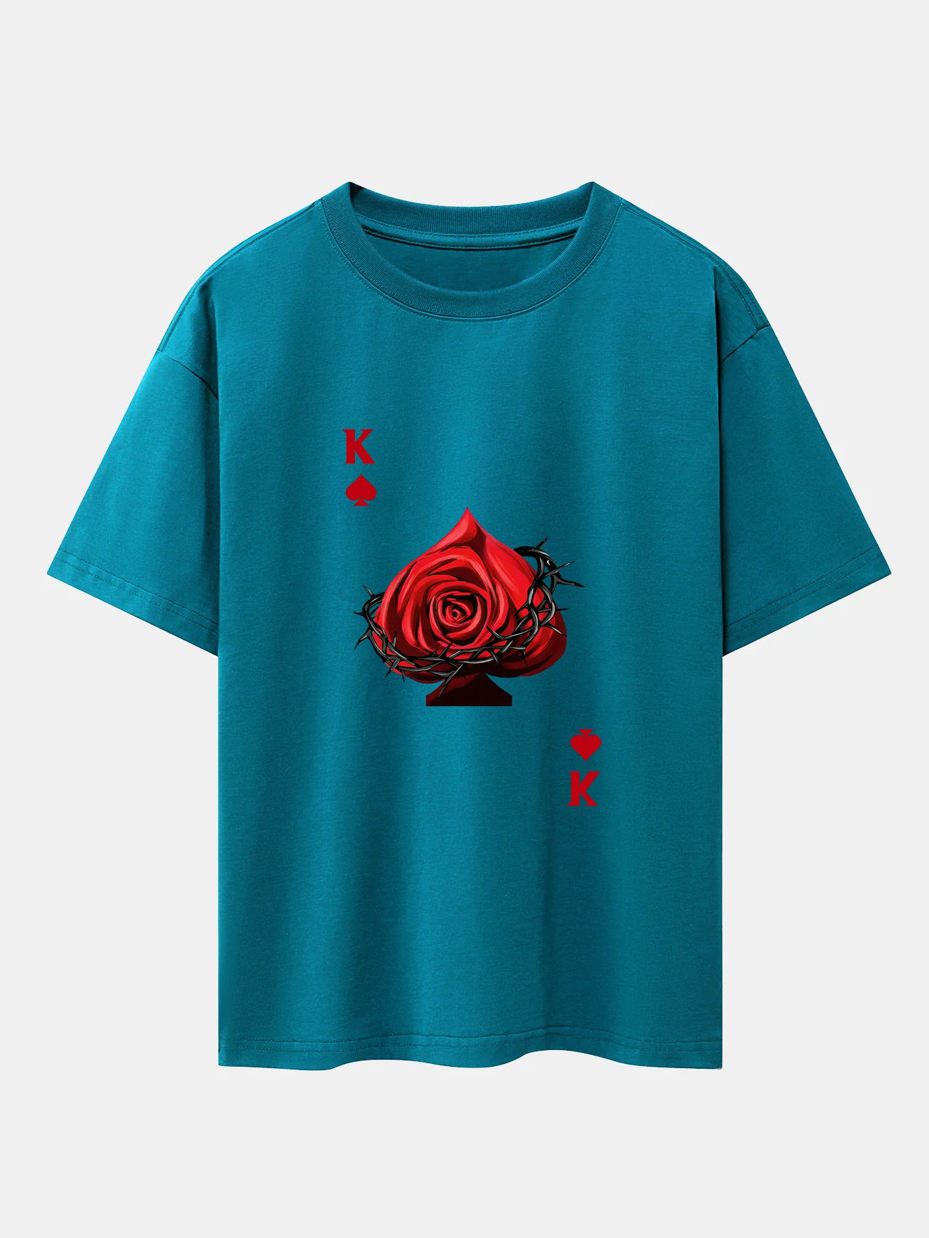 Rose K Print Drop Shoulder Oversize T-Shirt - Image 15