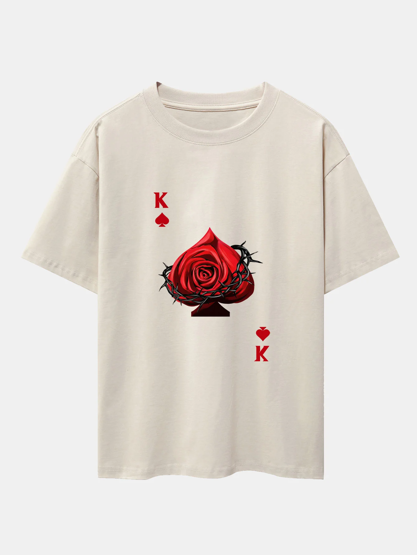 Rose K Print Drop Shoulder Oversize T-Shirt - Image 3