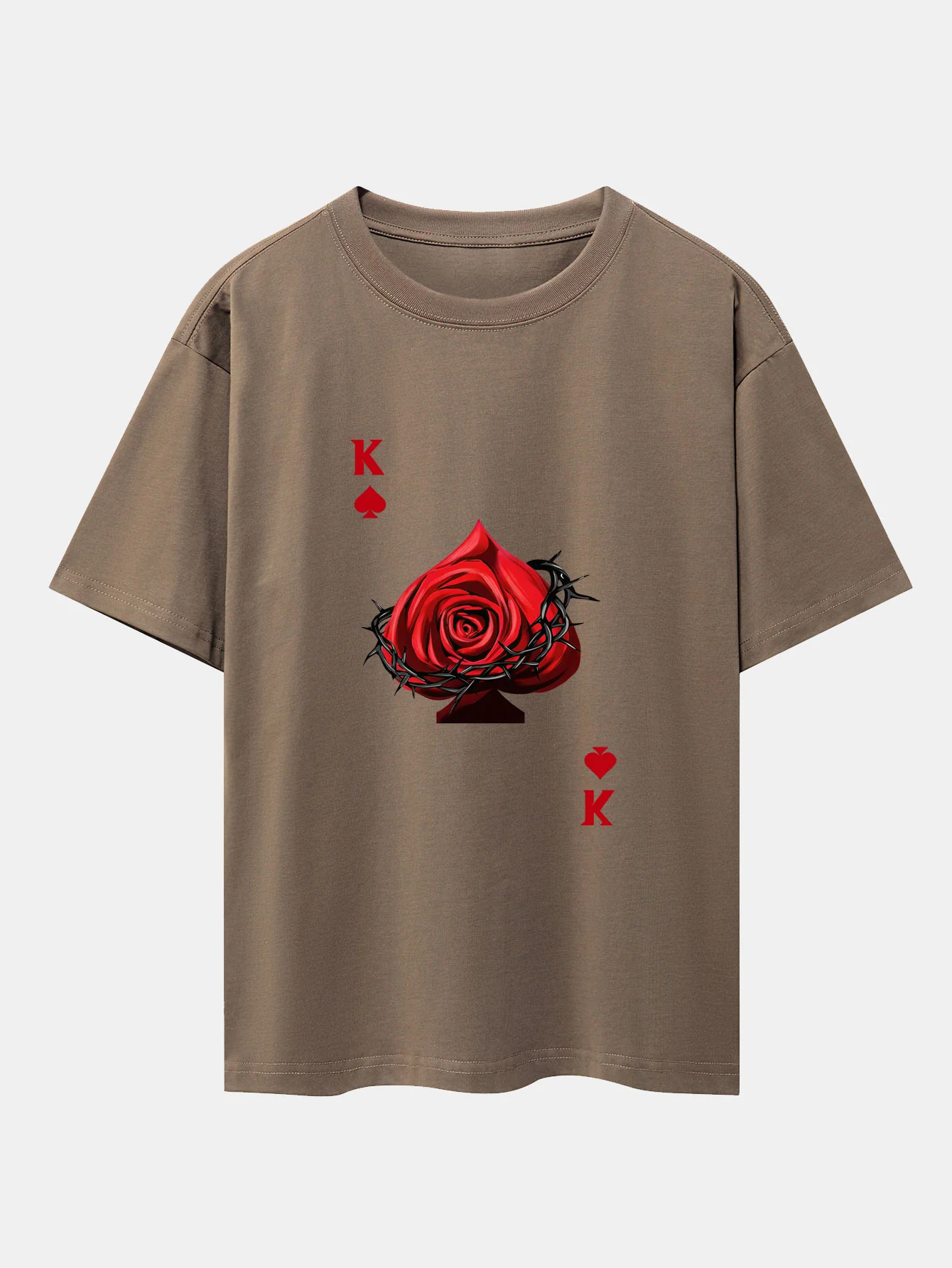 Rose K Print Drop Shoulder Oversize T-Shirt - Image 4
