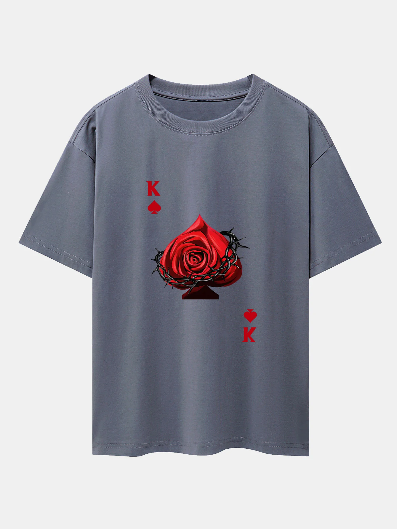 Rose K Print Drop Shoulder Oversize T-Shirt - Image 5