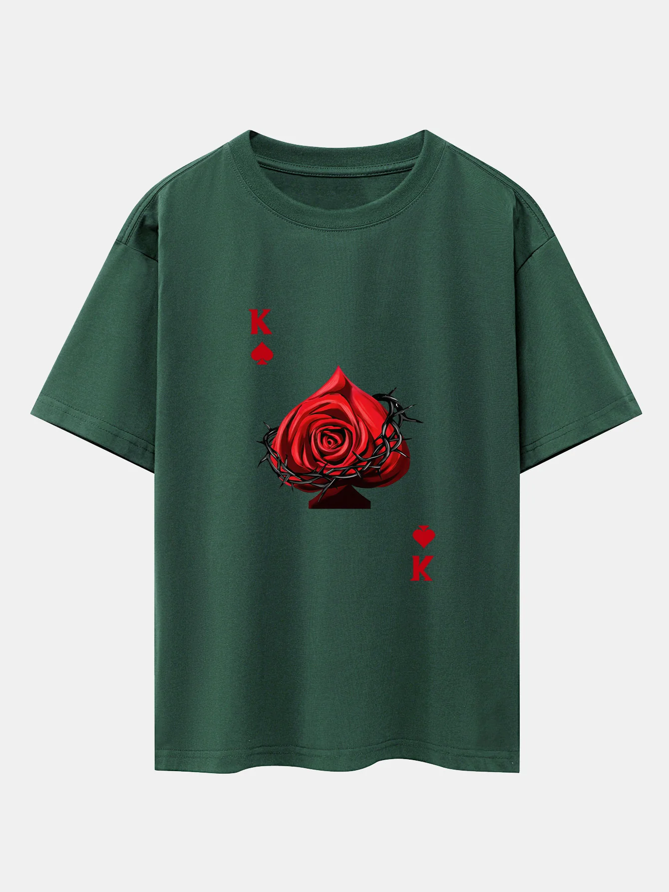 Rose K Print Drop Shoulder Oversize T-Shirt - Image 8
