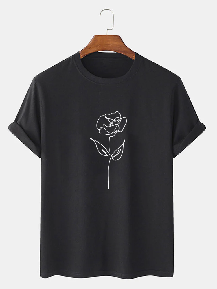 Rose Line Grafik T-Shirt