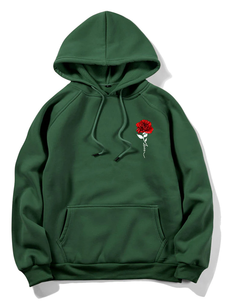 Rose Love Print Hoodie - Image 6