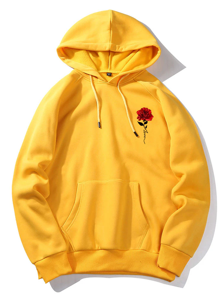 Rose Love Print Hoodie - Image 9