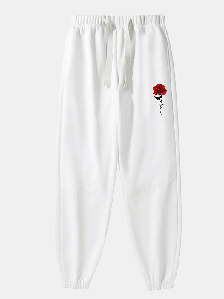 Rose Druck Baumwollmischung Jogginghose
