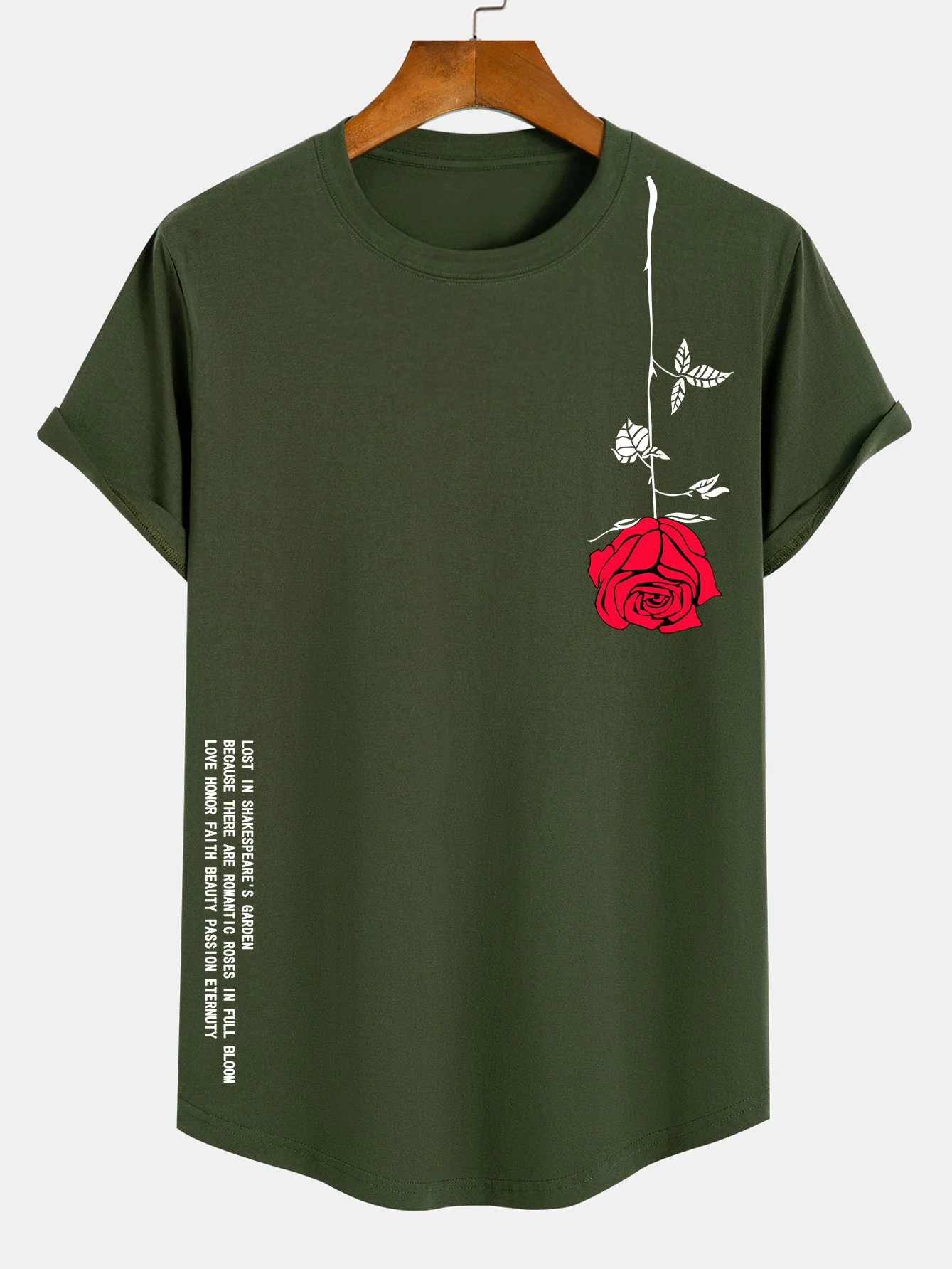 Rose Slogan Druck Baumwolle Bogen Saum T-Shirt - Image 4