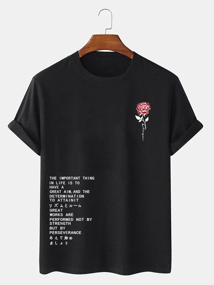 Rose Slogan Druck T-Shirt - Image 2