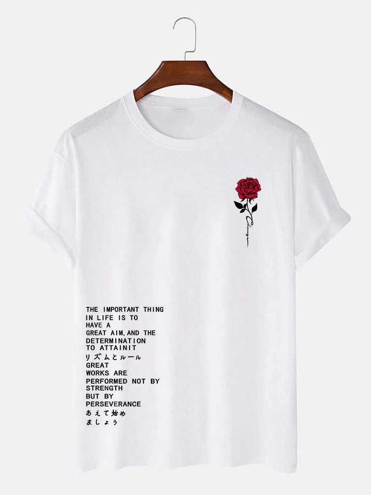 Rose Slogan Druck T-Shirt - Image 3