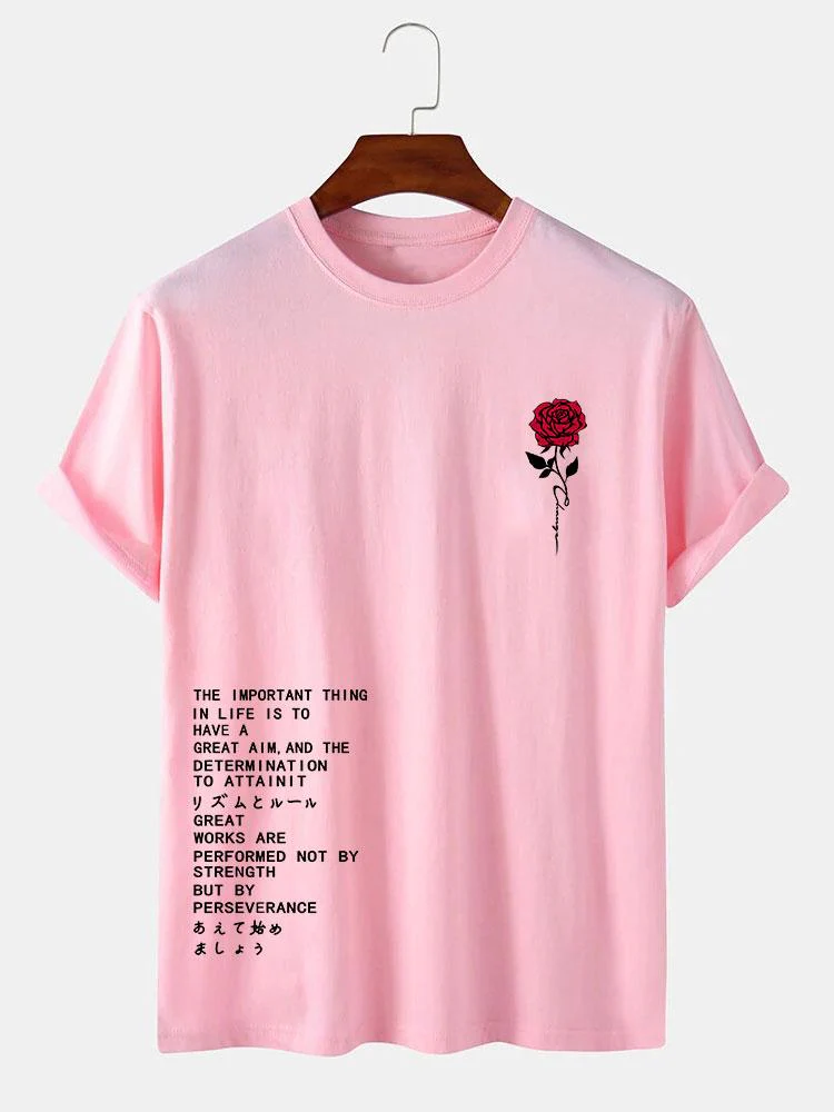 Rose Slogan Druck T-Shirt - Image 4