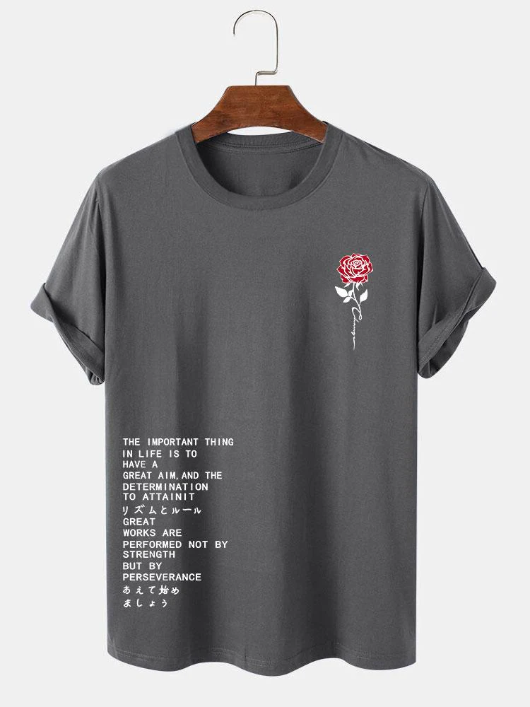 Rose Slogan Druck T-Shirt - Image 5
