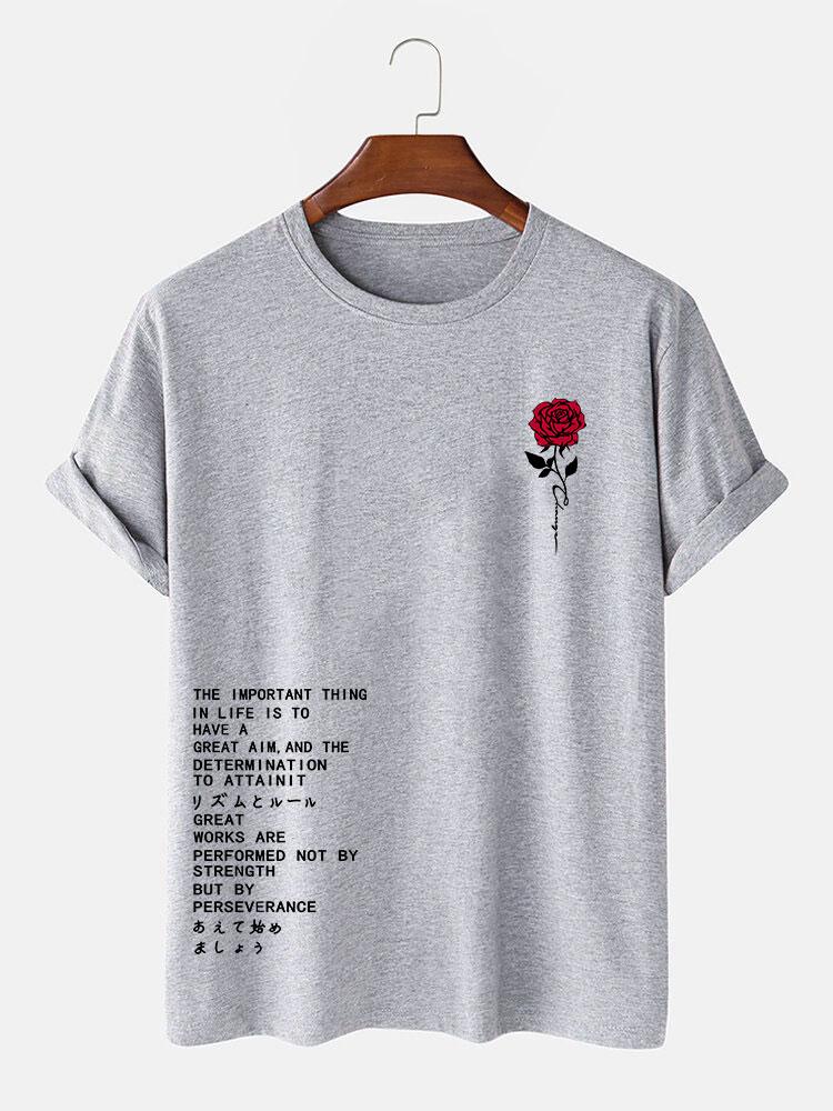 Rose Slogan Druck T-Shirt - Image 9