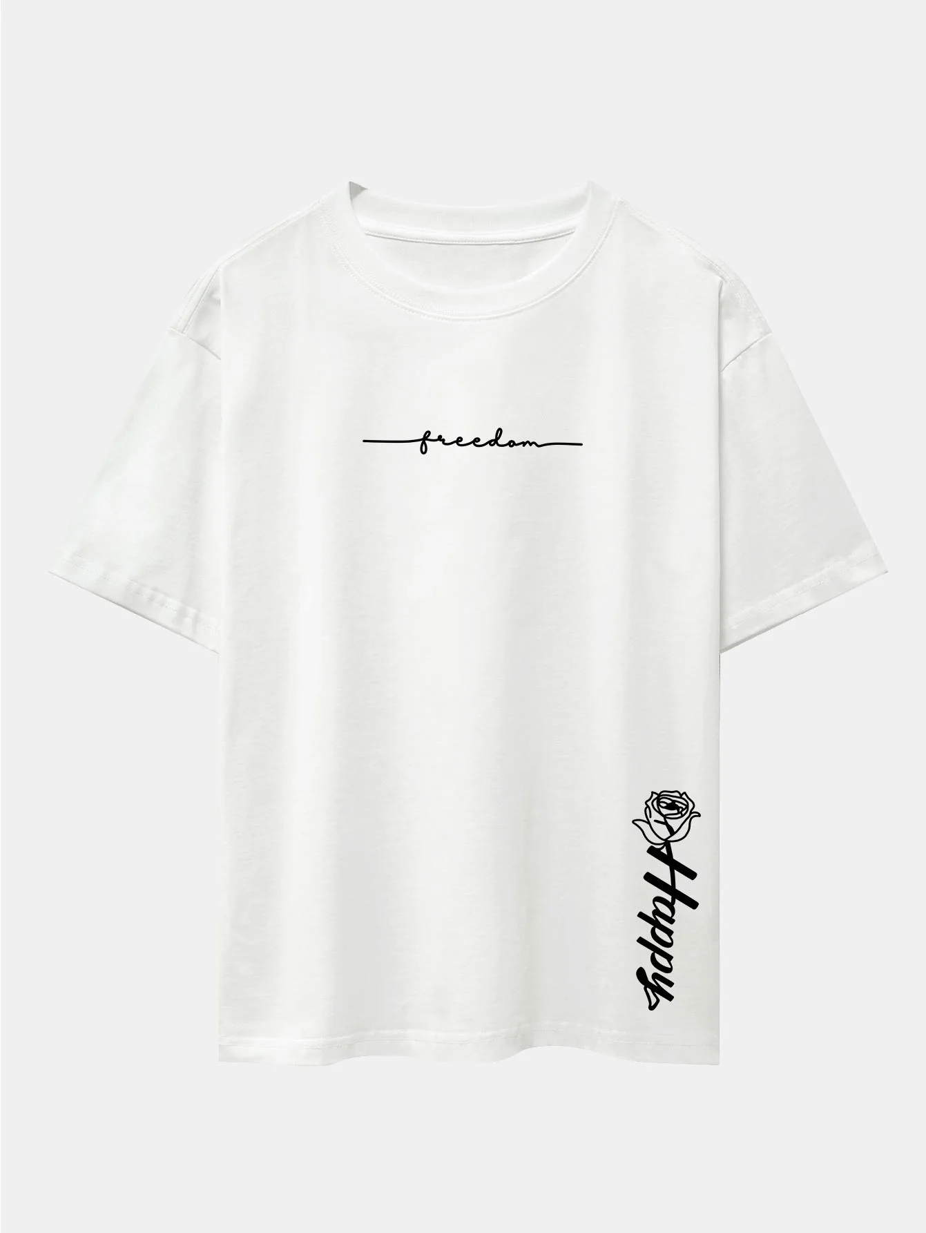 Rose mit Slogan-Print Drop Shoulder Oversize T-Shirt - Image 3