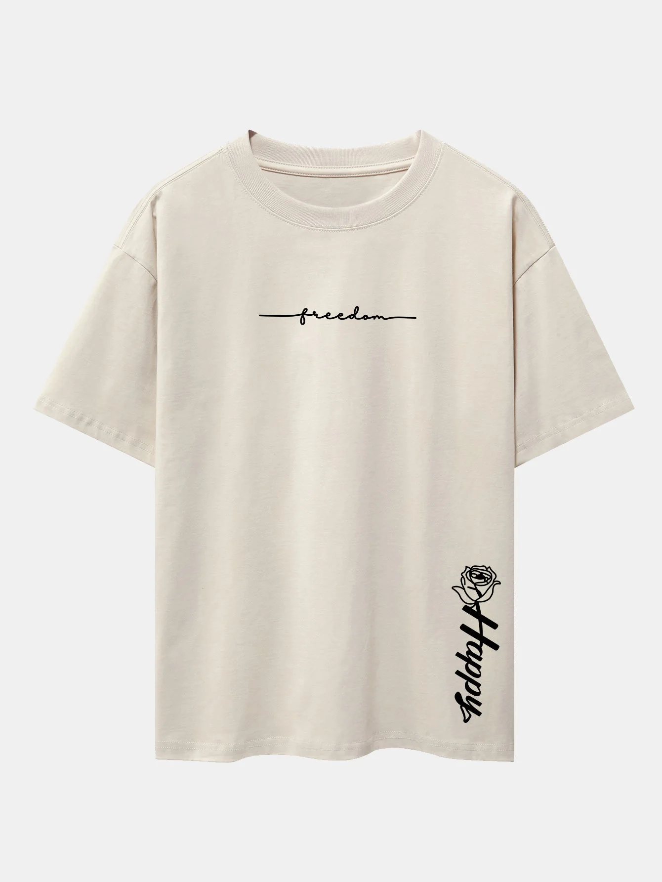 Rose mit Slogan-Print Drop Shoulder Oversize T-Shirt - Image 4