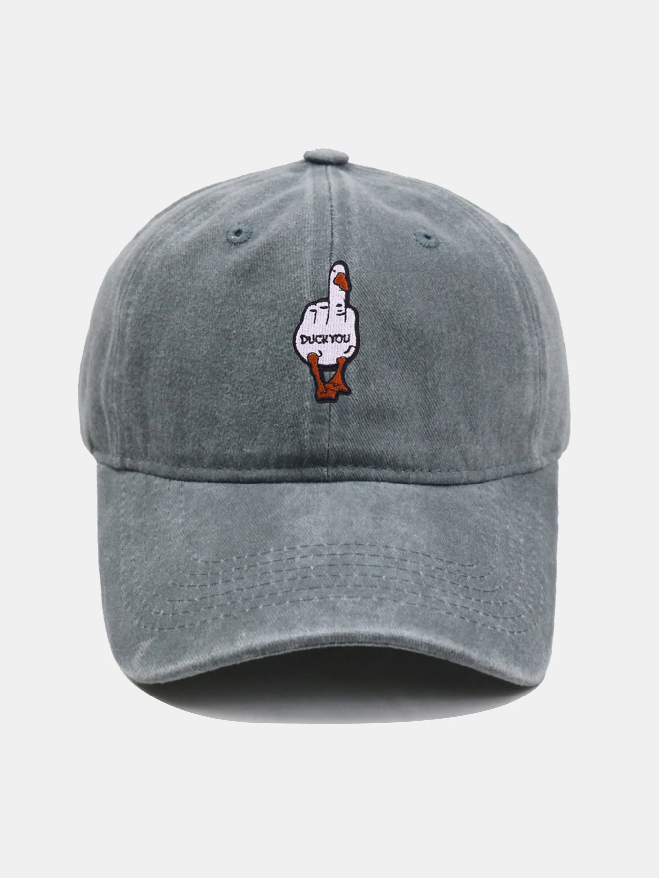 Rude Duck Bestickte Gewaschene Baseballkappe - Image 7
