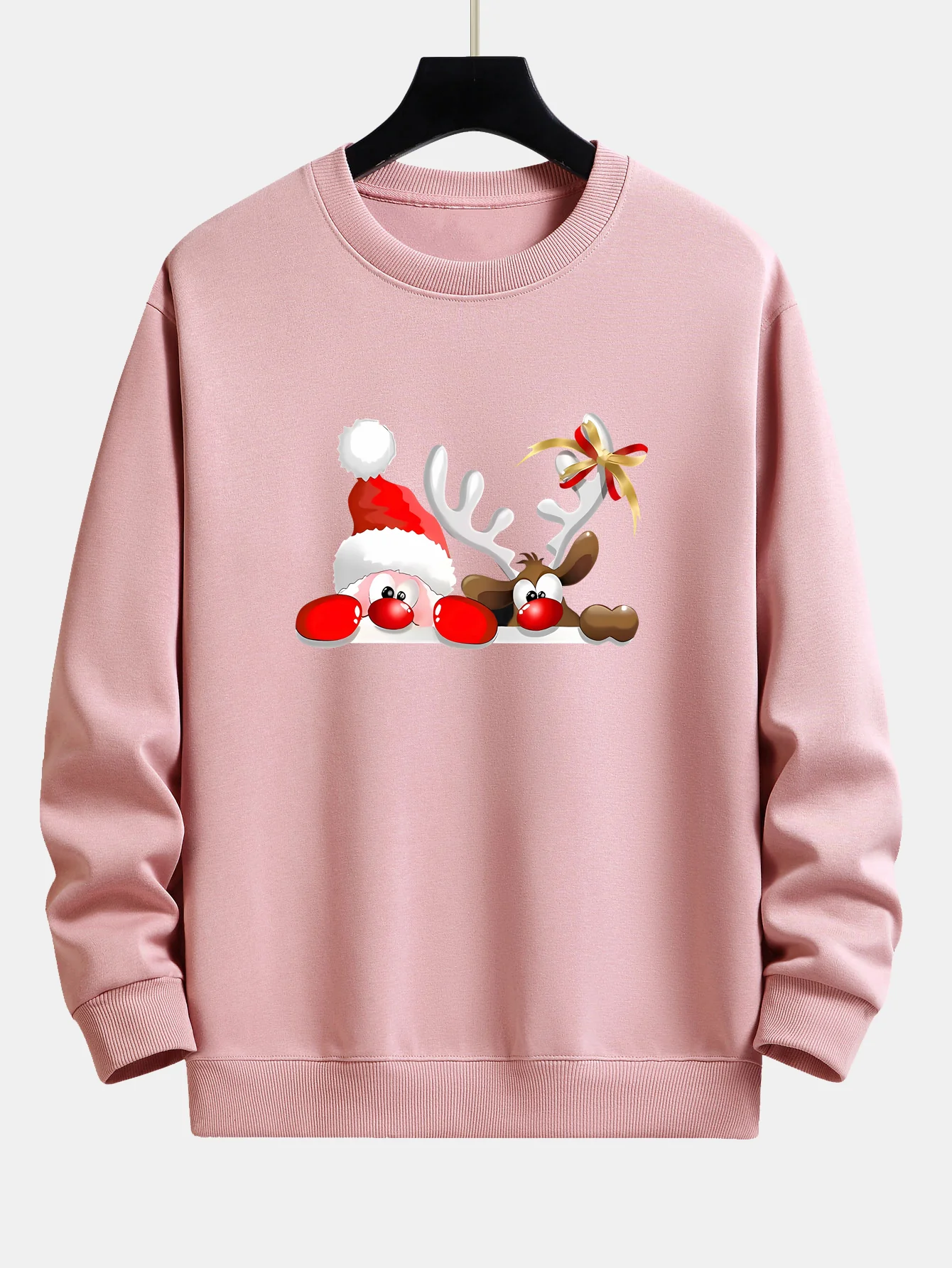 Weihnachtsmann und Rentier Druck Locker sitzendes Sweatshirt