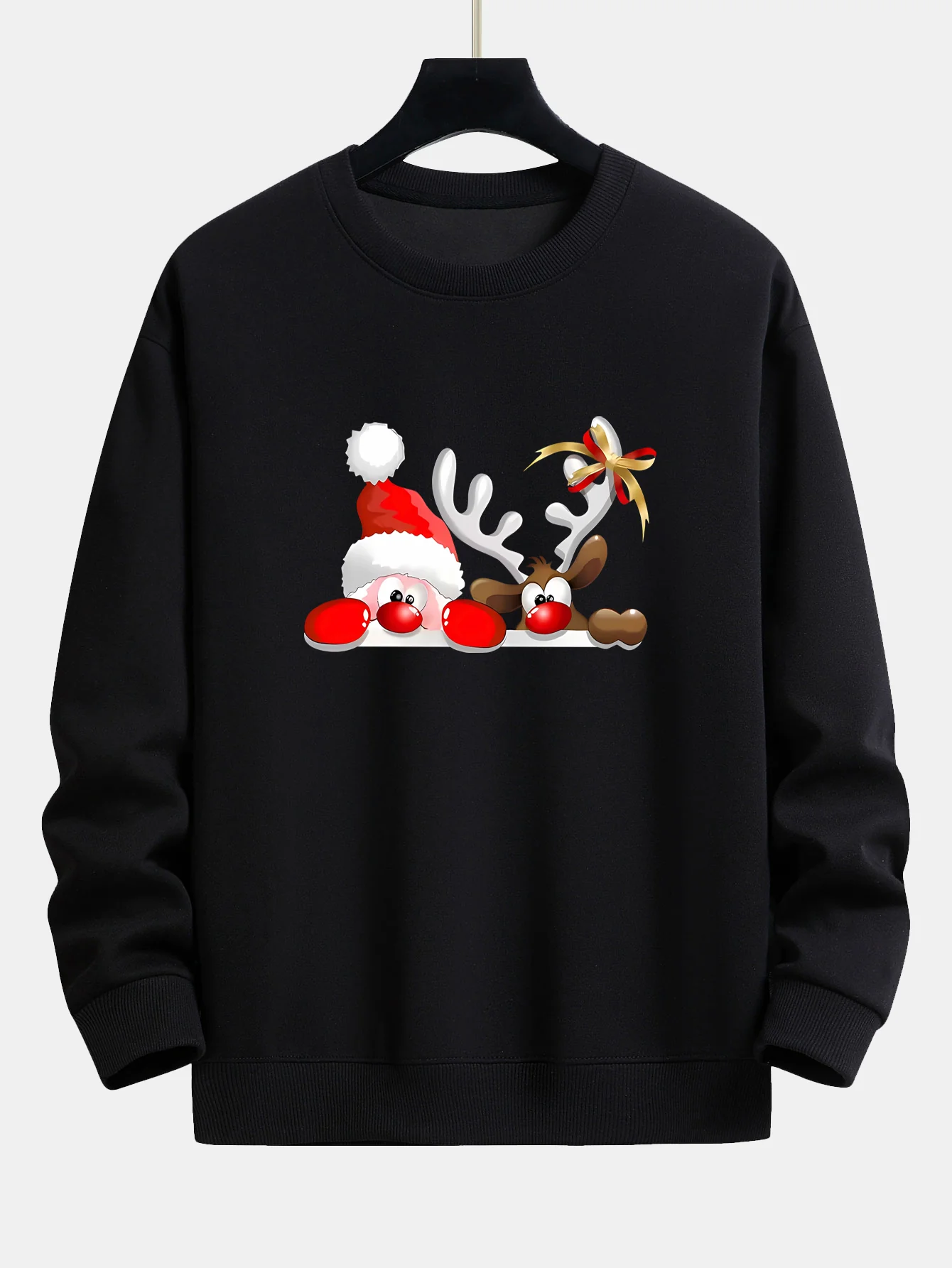 Weihnachtsmann und Rentier Druck Locker sitzendes Sweatshirt - Image 2