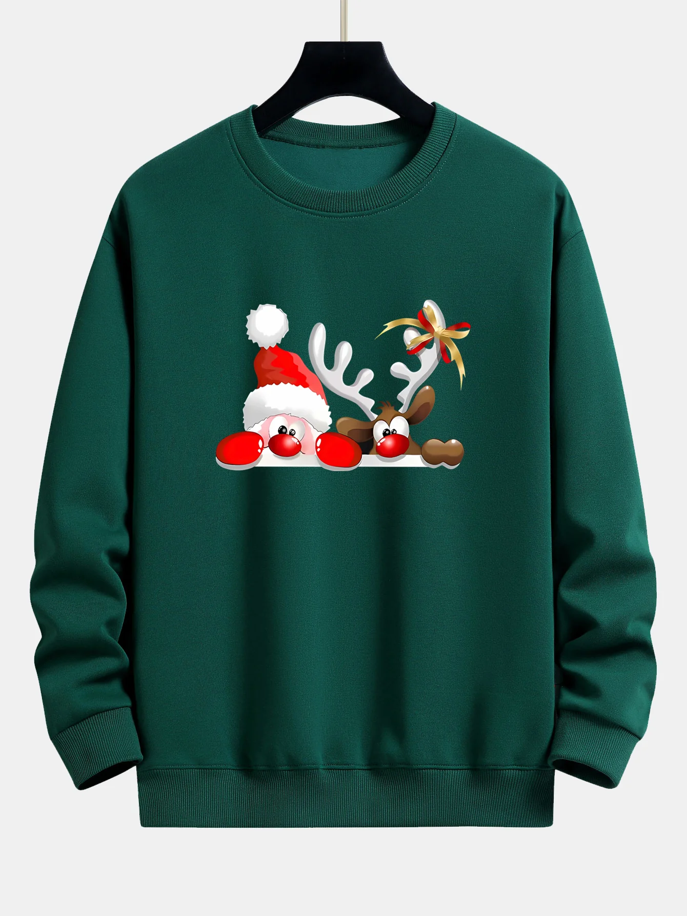 Weihnachtsmann und Rentier Druck Locker sitzendes Sweatshirt - Image 3
