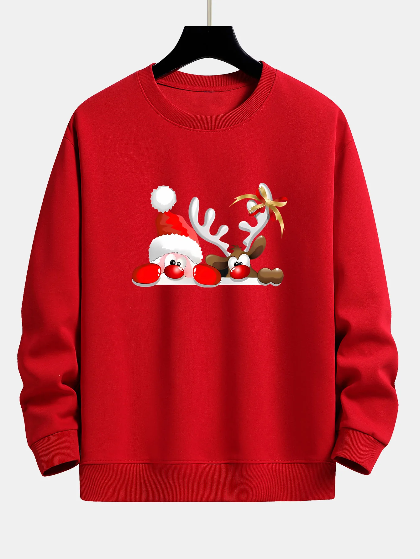 Weihnachtsmann und Rentier Druck Locker sitzendes Sweatshirt - Image 4