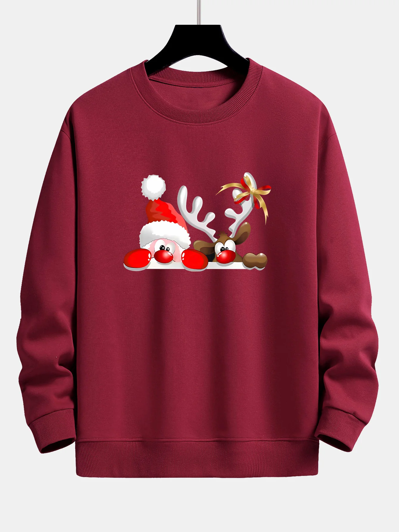 Weihnachtsmann und Rentier Druck Locker sitzendes Sweatshirt - Image 5