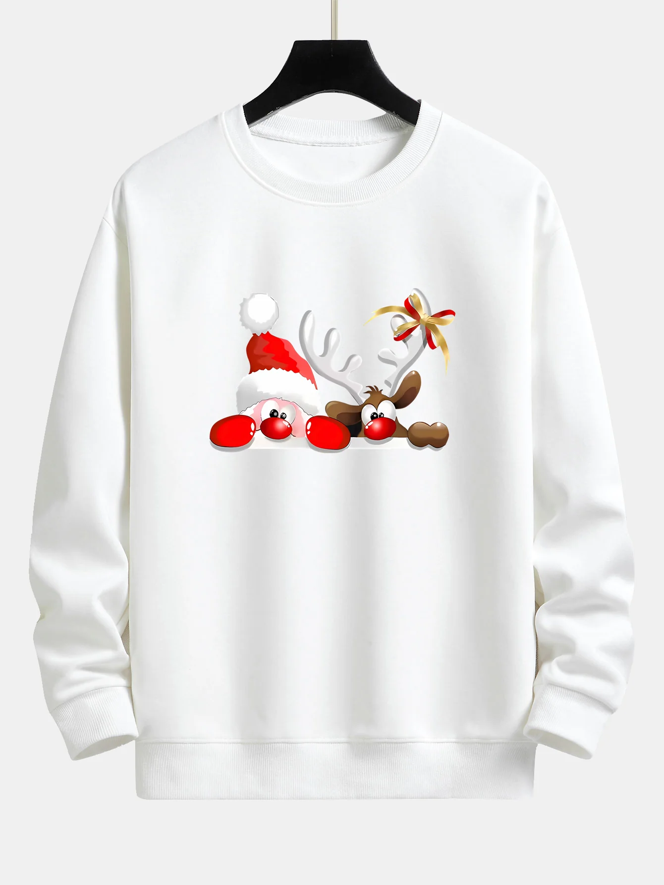Weihnachtsmann und Rentier Druck Locker sitzendes Sweatshirt - Image 6