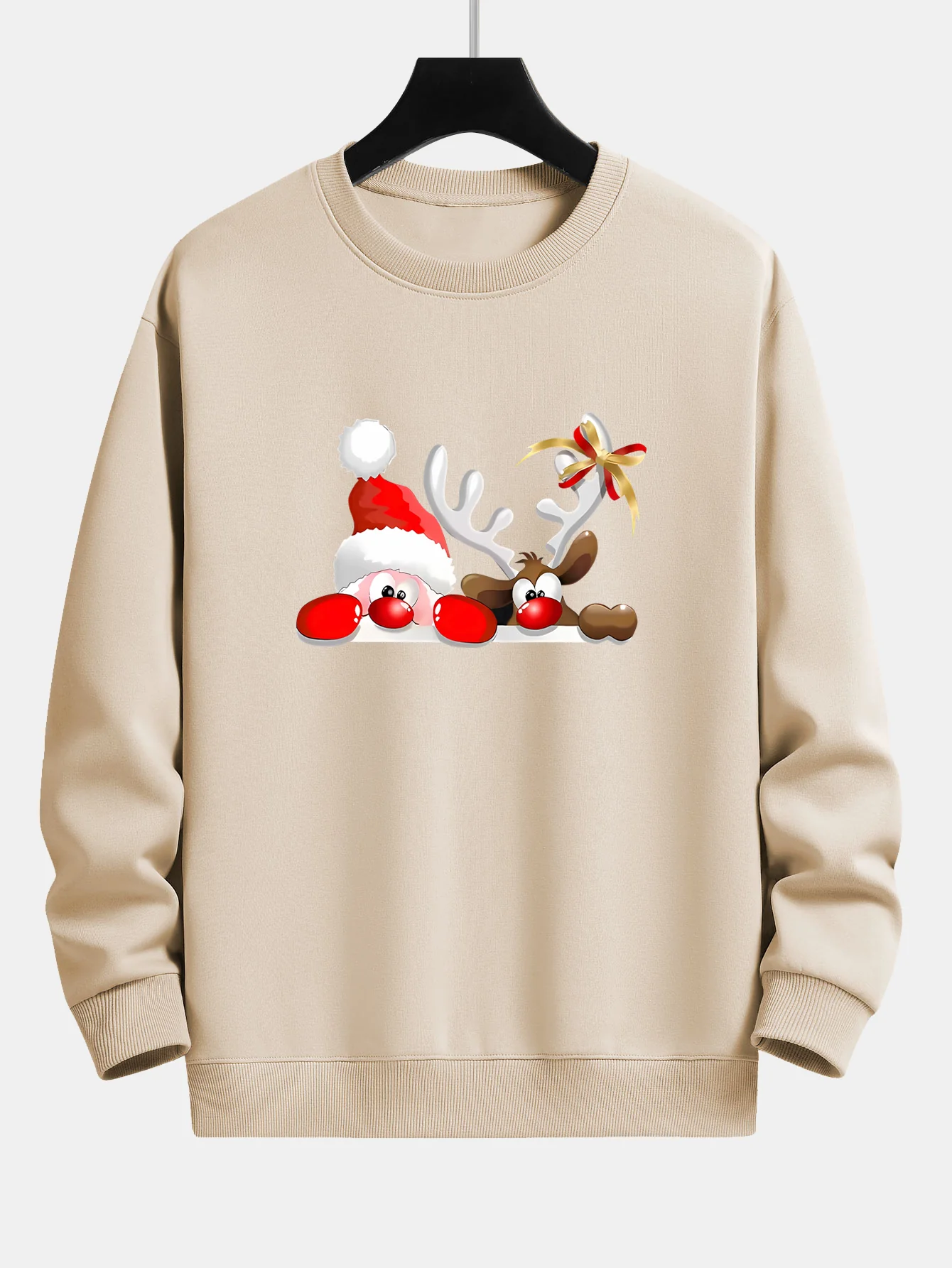 Weihnachtsmann und Rentier Druck Locker sitzendes Sweatshirt - Image 7