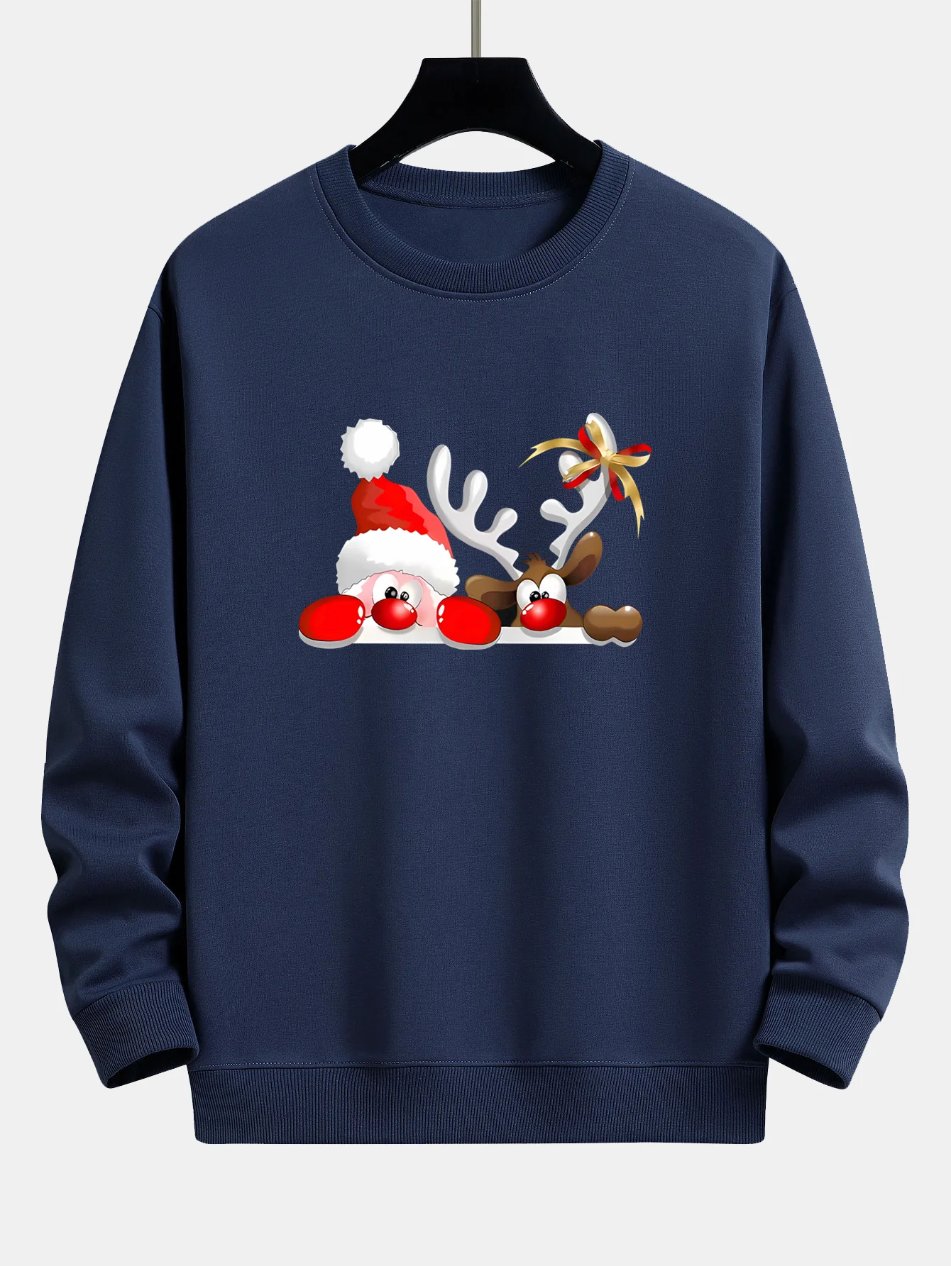 Weihnachtsmann und Rentier Druck Locker sitzendes Sweatshirt - Image 8
