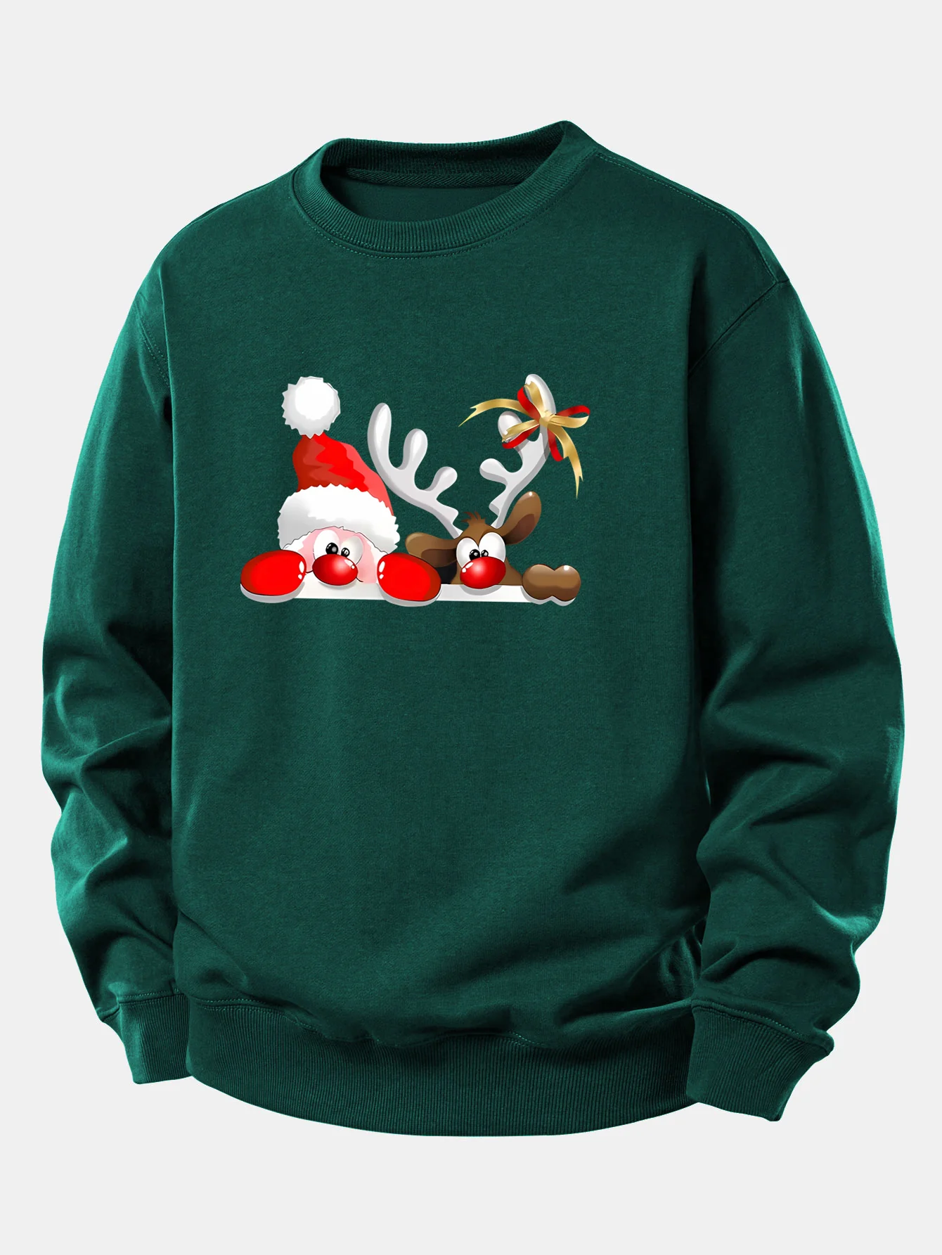 Weihnachtsmann und Rentier Druck Locker sitzendes Sweatshirt - Image 2