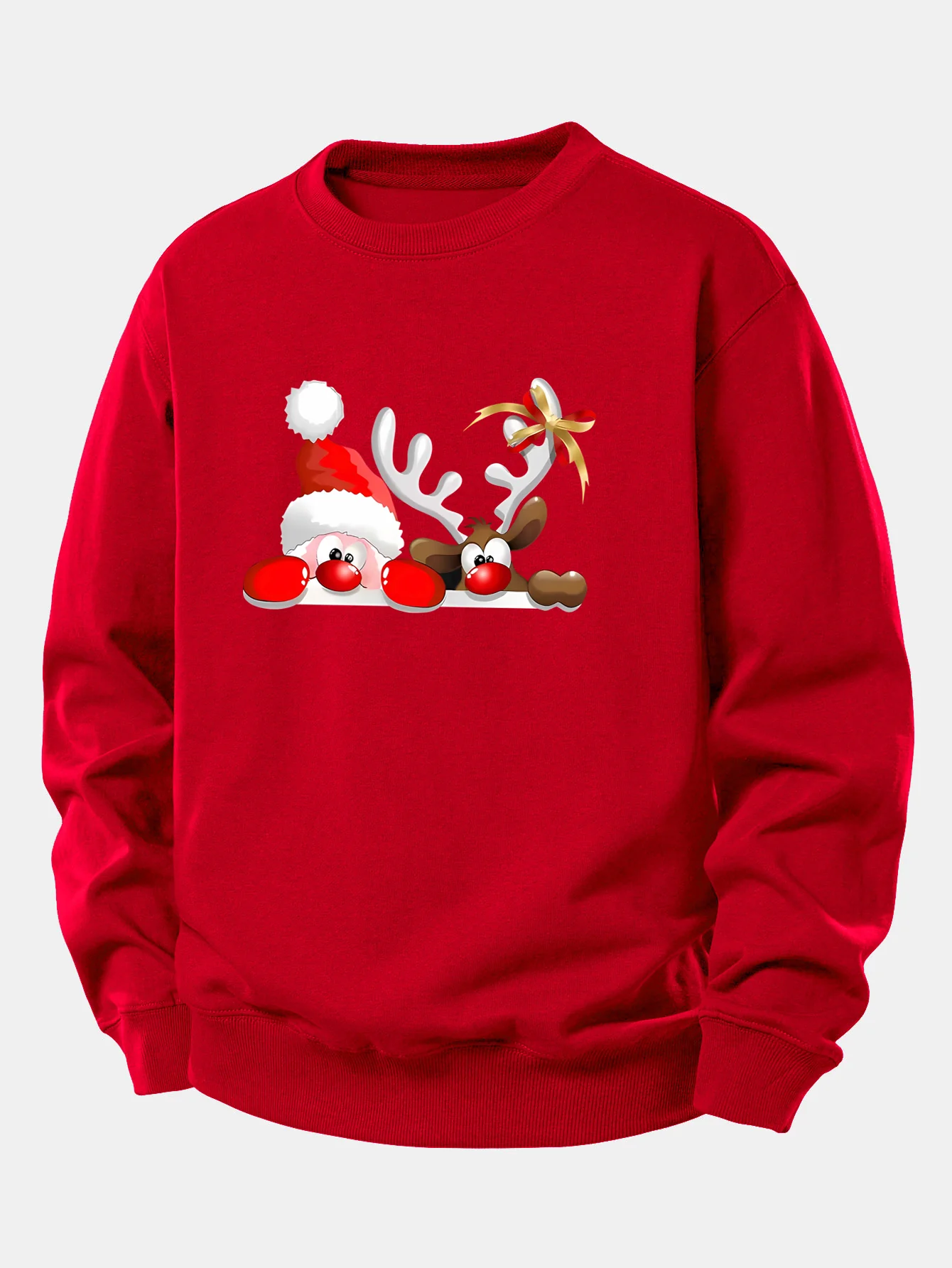 Weihnachtsmann und Rentier Druck Locker sitzendes Sweatshirt - Image 3