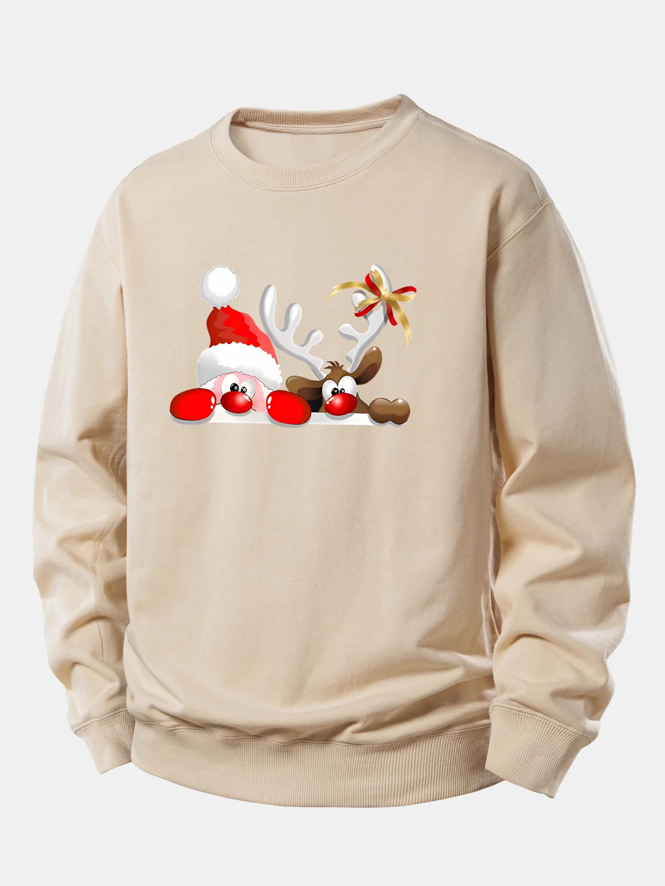 Weihnachtsmann und Rentier Druck Locker sitzendes Sweatshirt - Image 4