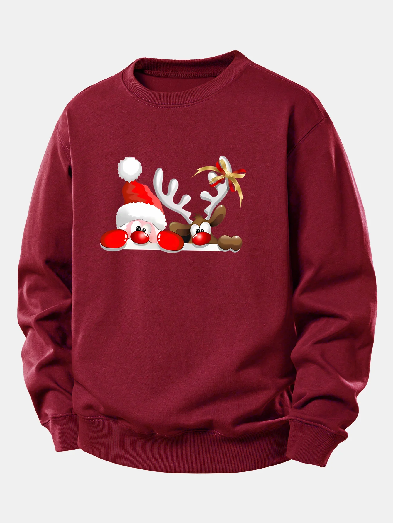 Weihnachtsmann und Rentier Druck Locker sitzendes Sweatshirt - Image 5