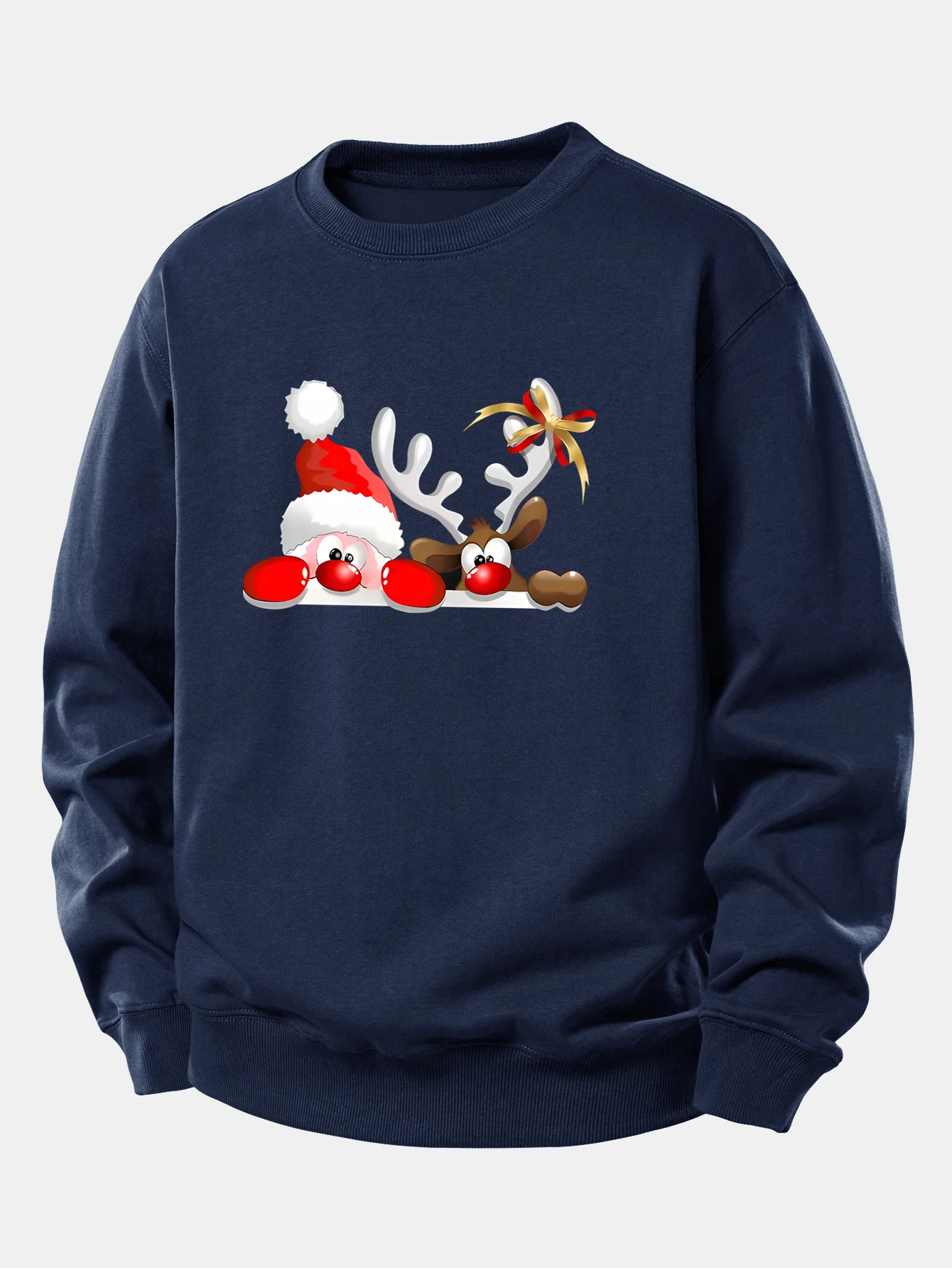 Weihnachtsmann und Rentier Druck Locker sitzendes Sweatshirt - Image 7