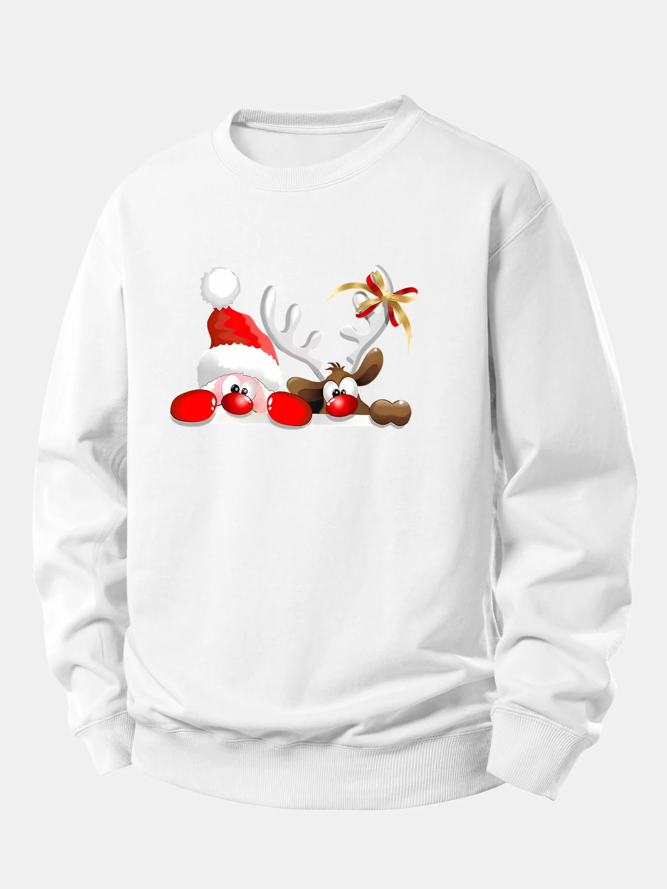 Weihnachtsmann und Rentier Druck Locker sitzendes Sweatshirt - Image 8