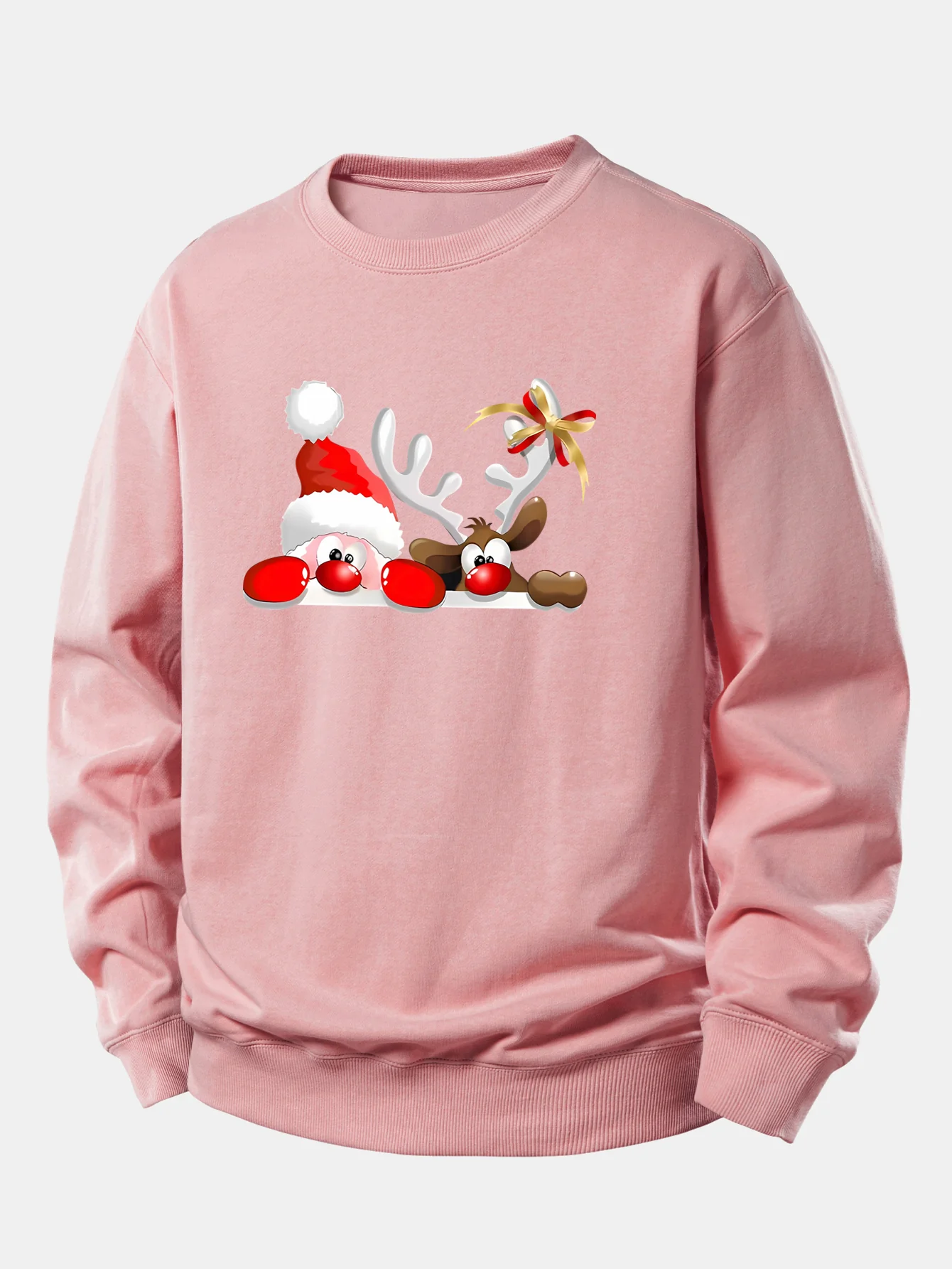 Weihnachtsmann und Rentier Druck Locker sitzendes Sweatshirt - Image 9