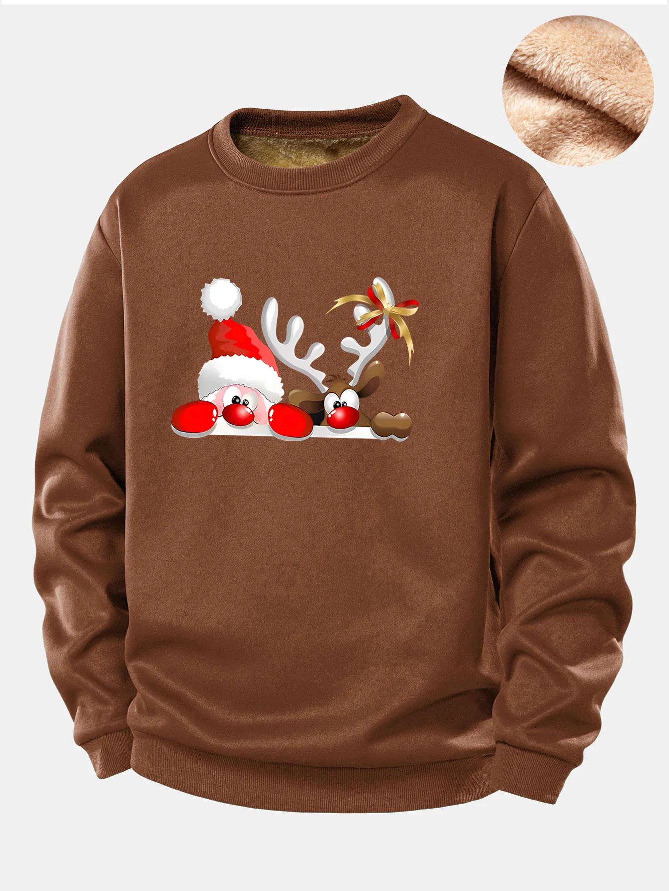 Sweatshirt mit Teddyfutter und Aufdruck von Weihnachtsmann und Rentier - Image 6