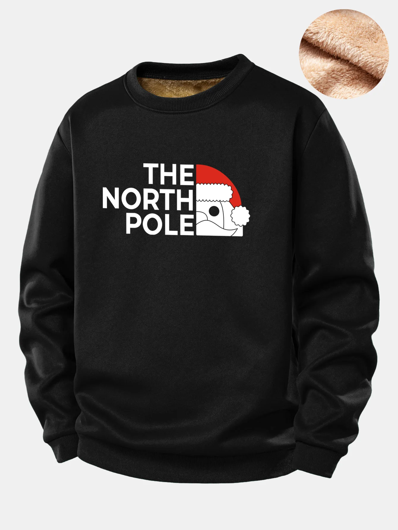 Santa Claus Slogan Print Teddy Fleece Lined Sweatshirt