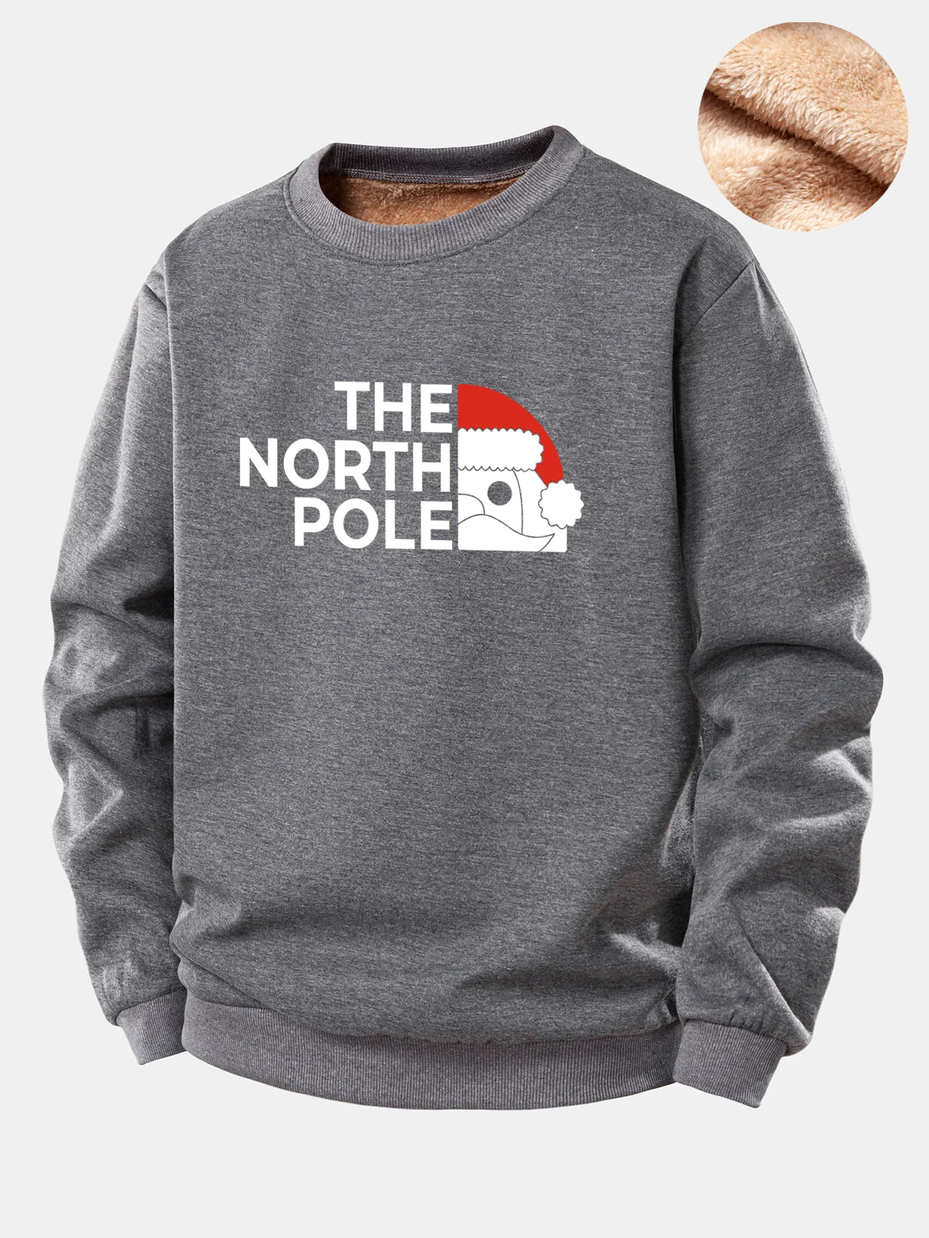 Santa Claus Slogan Print Teddy Fleece Lined Sweatshirt - Image 2