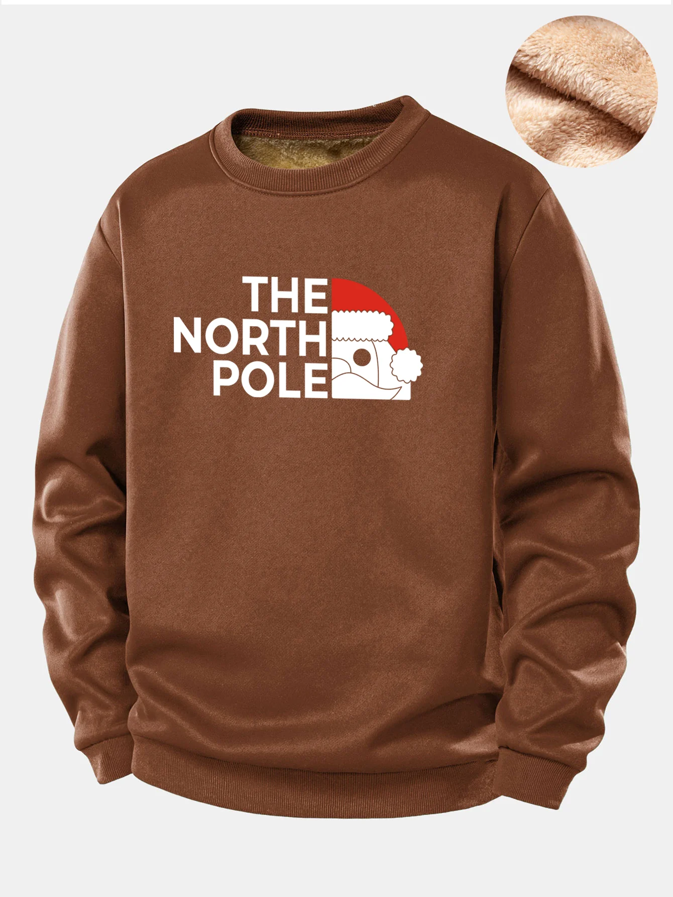 Santa Claus Slogan Print Teddy Fleece Lined Sweatshirt - Image 5
