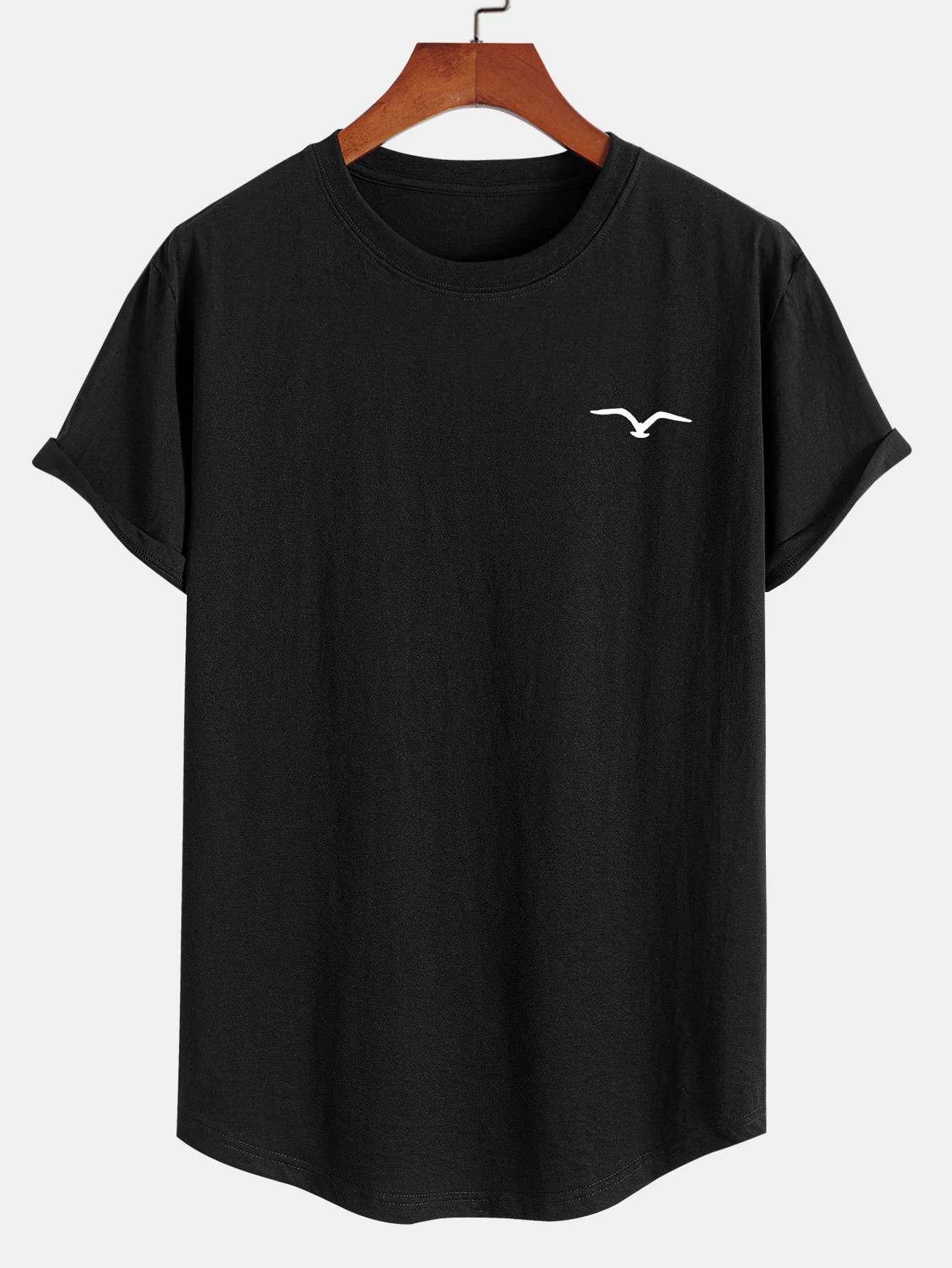 Möwe Druck Baumwolle Bogen Saum T-Shirt - Image 3