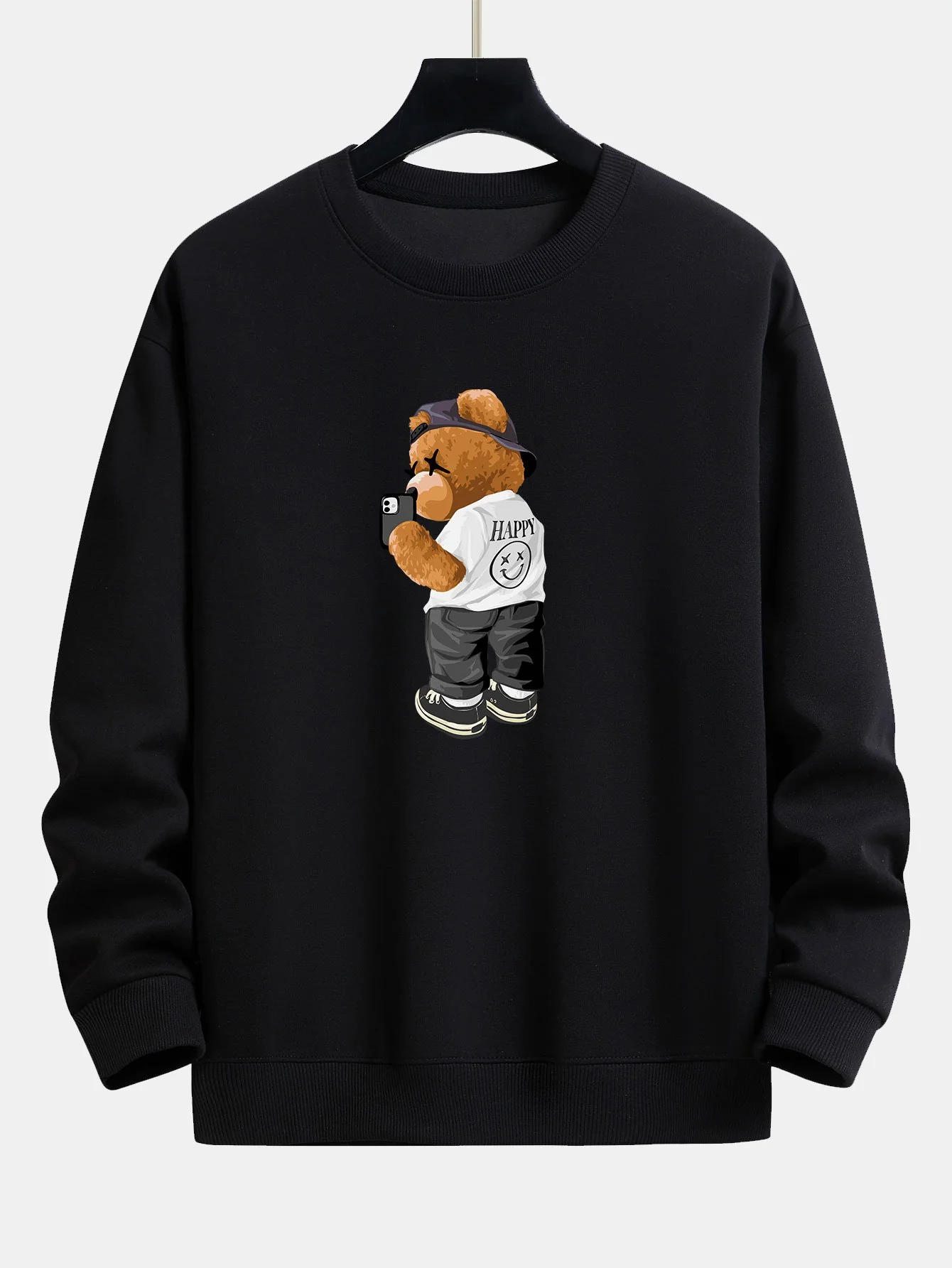 Selfie Bär Druck Relax Fit Sweatshirt - Image 2