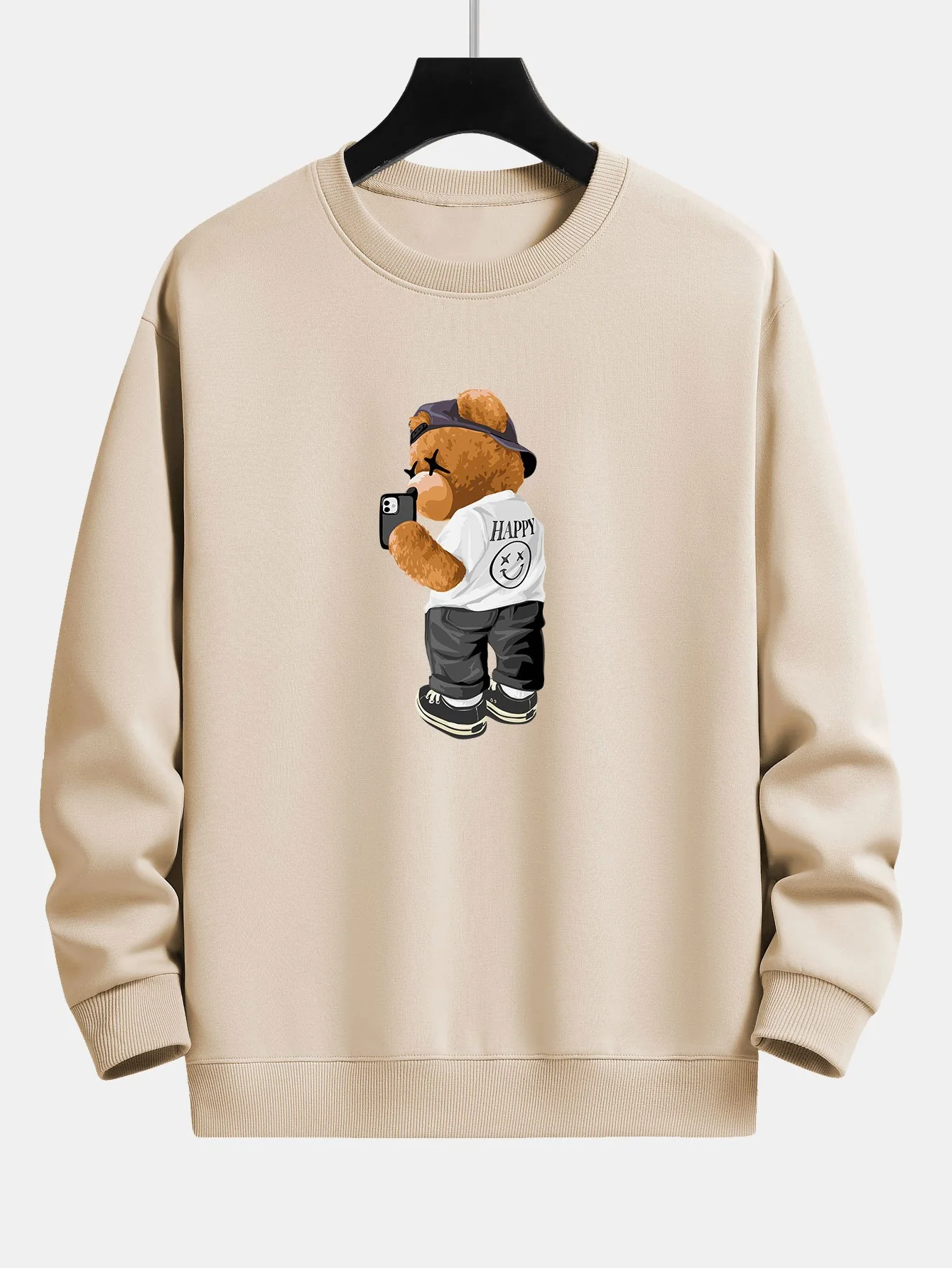 Selfie Bär Druck Relax Fit Sweatshirt - Image 3