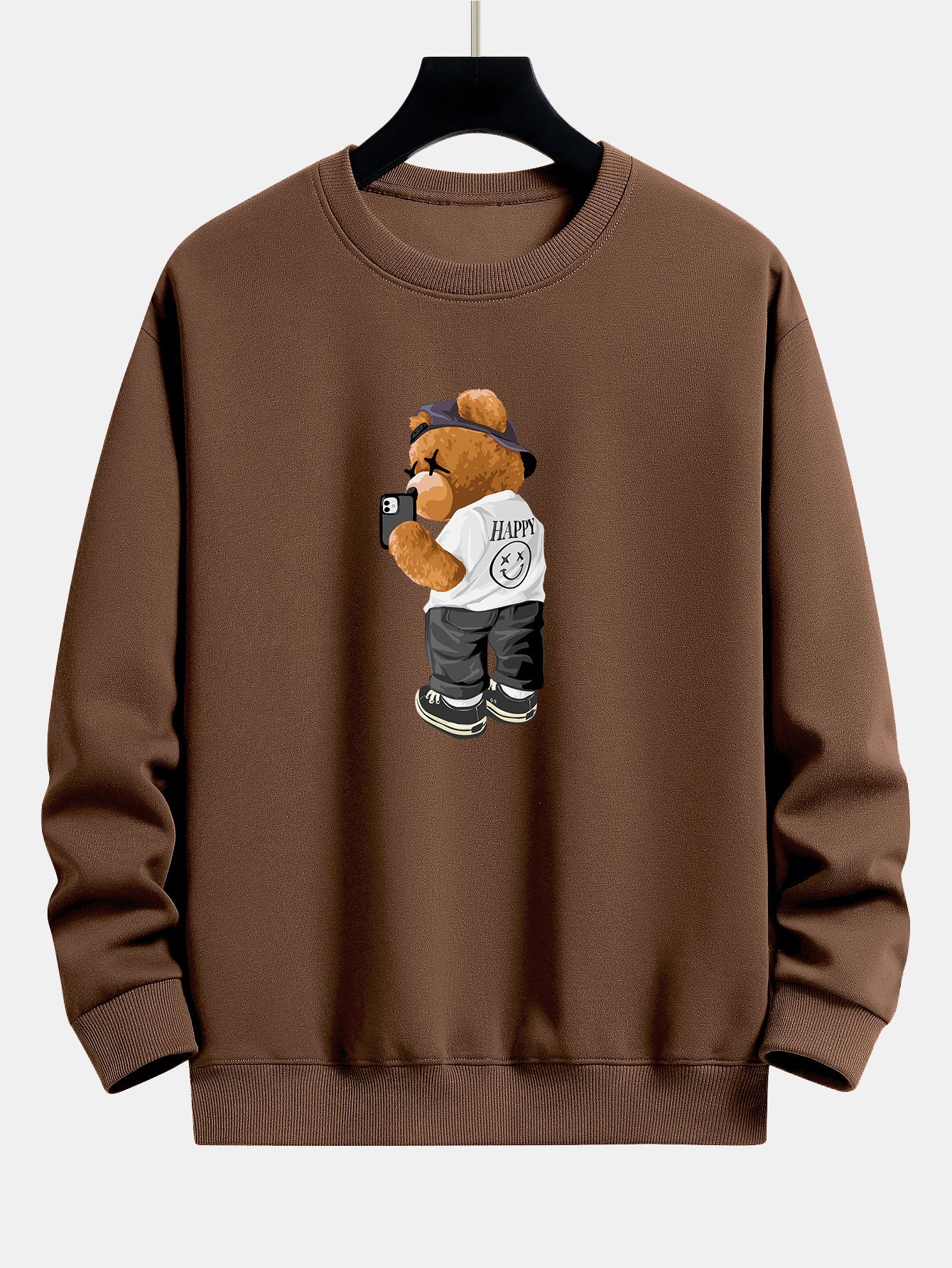Selfie Bär Druck Relax Fit Sweatshirt - Image 6