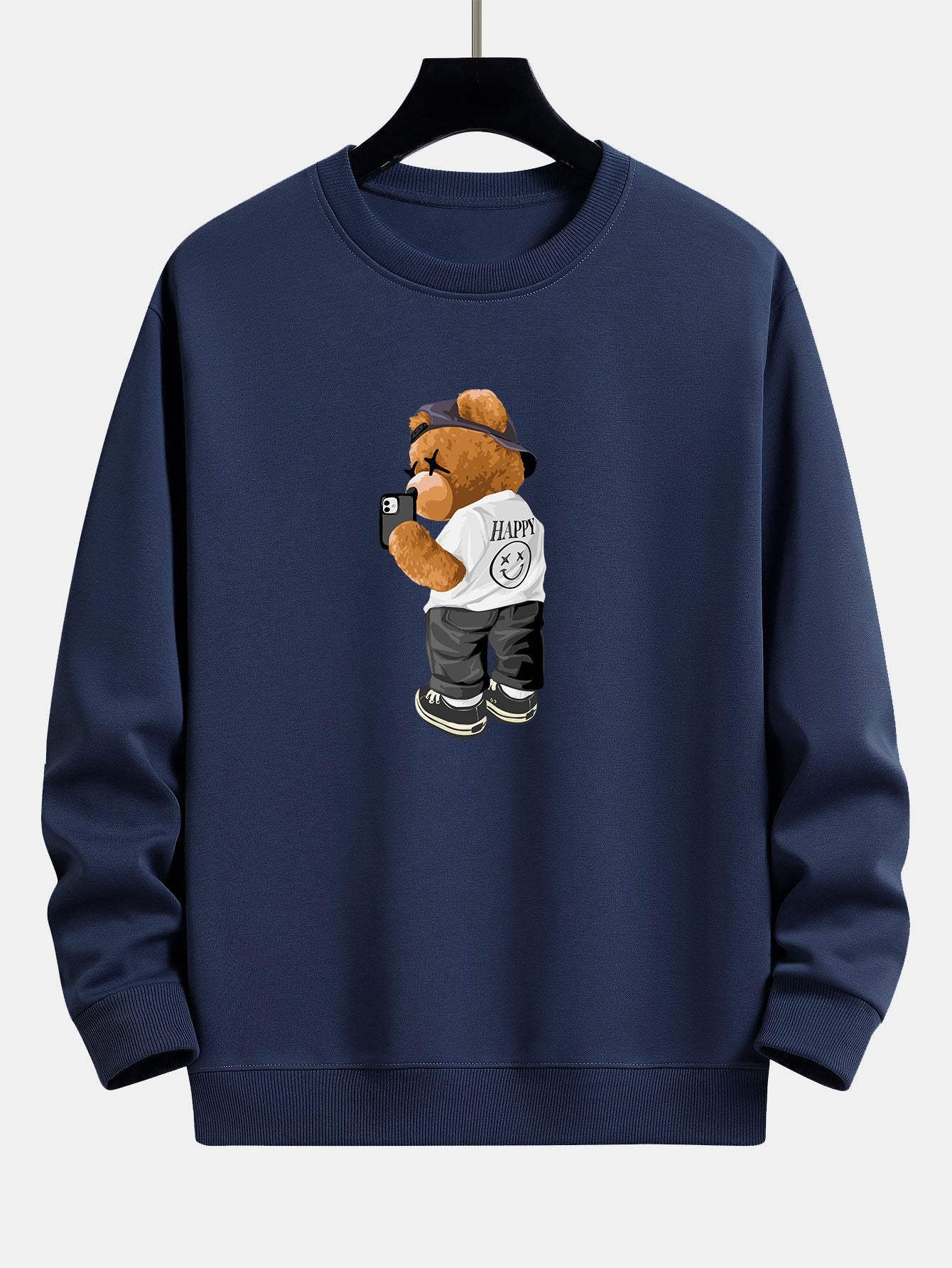 Selfie Bär Druck Relax Fit Sweatshirt - Image 7
