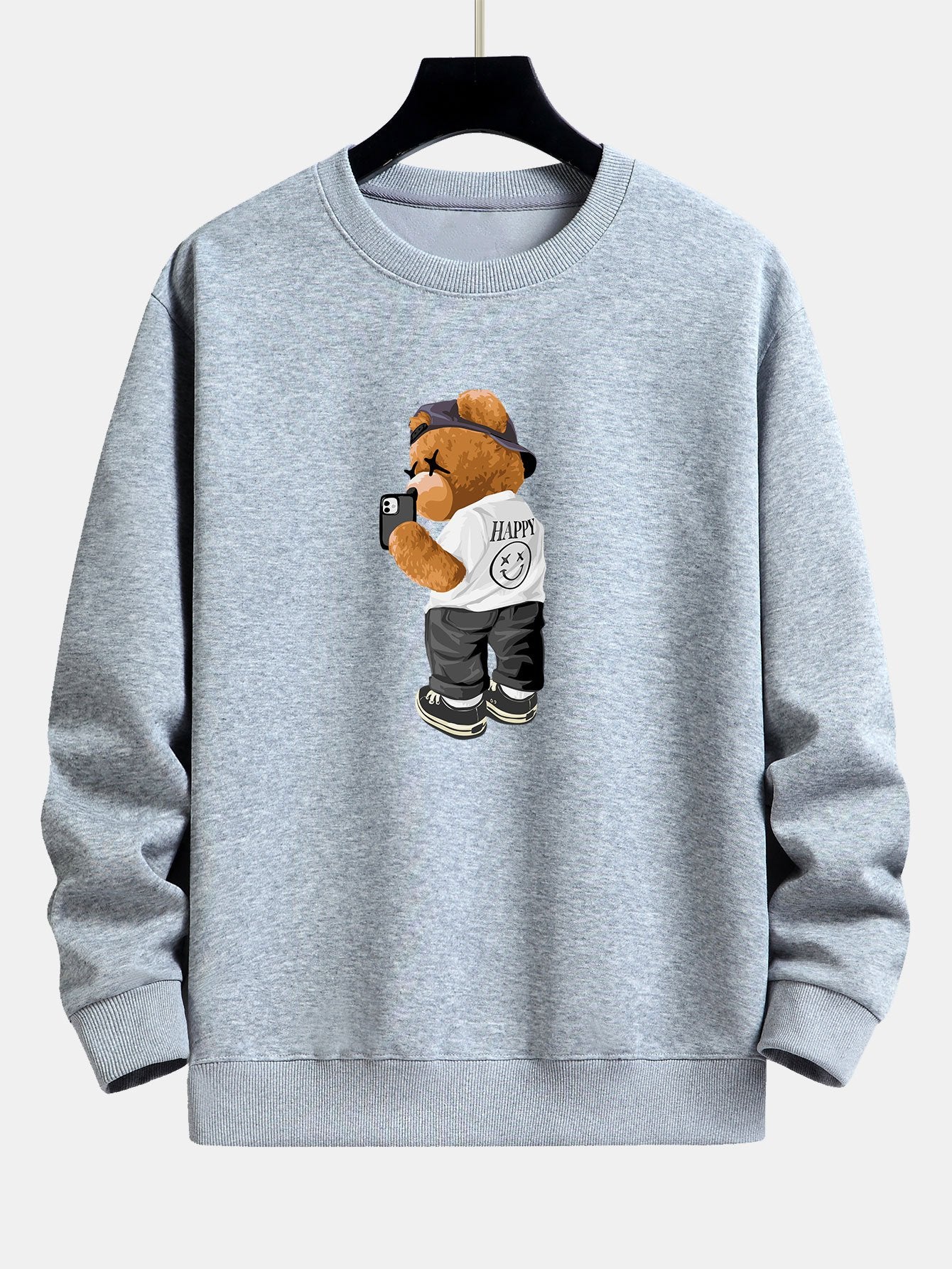 Selfie Bär Druck Relax Fit Sweatshirt - Image 8