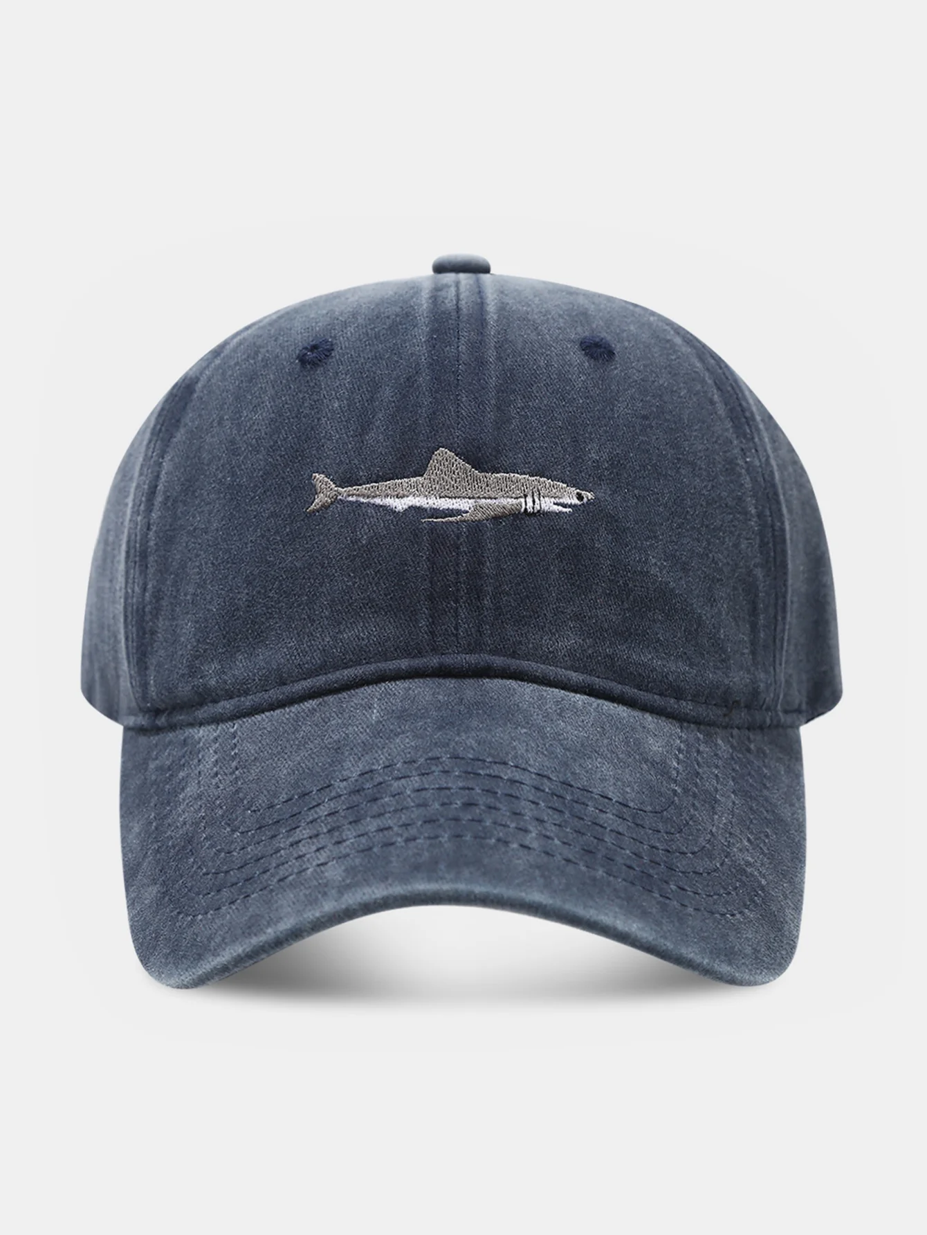 Shark bestickte gewaschene Baseballkappe