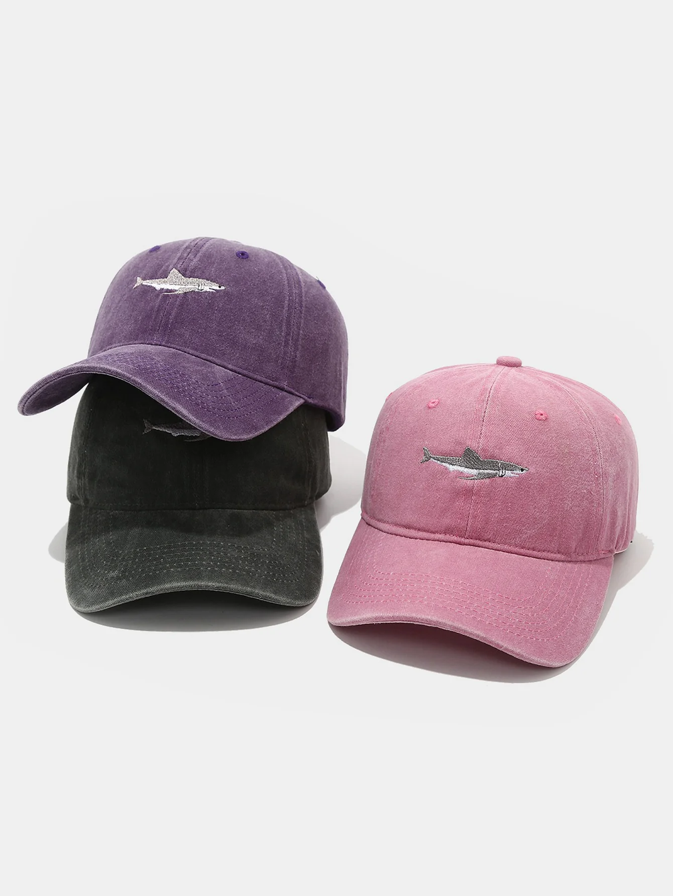 Shark bestickte gewaschene Baseballkappe - Image 11