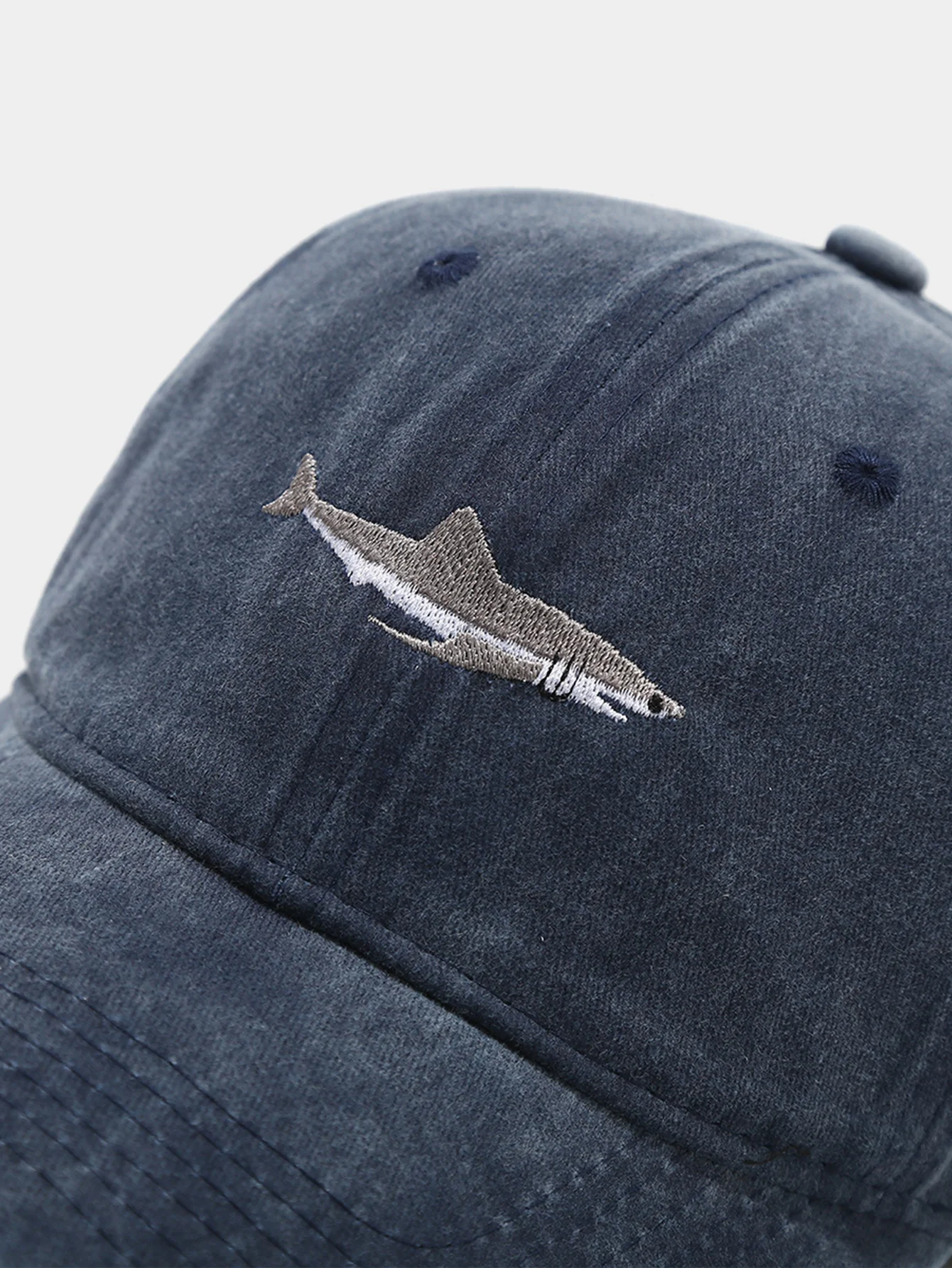 Shark bestickte gewaschene Baseballkappe - Image 12