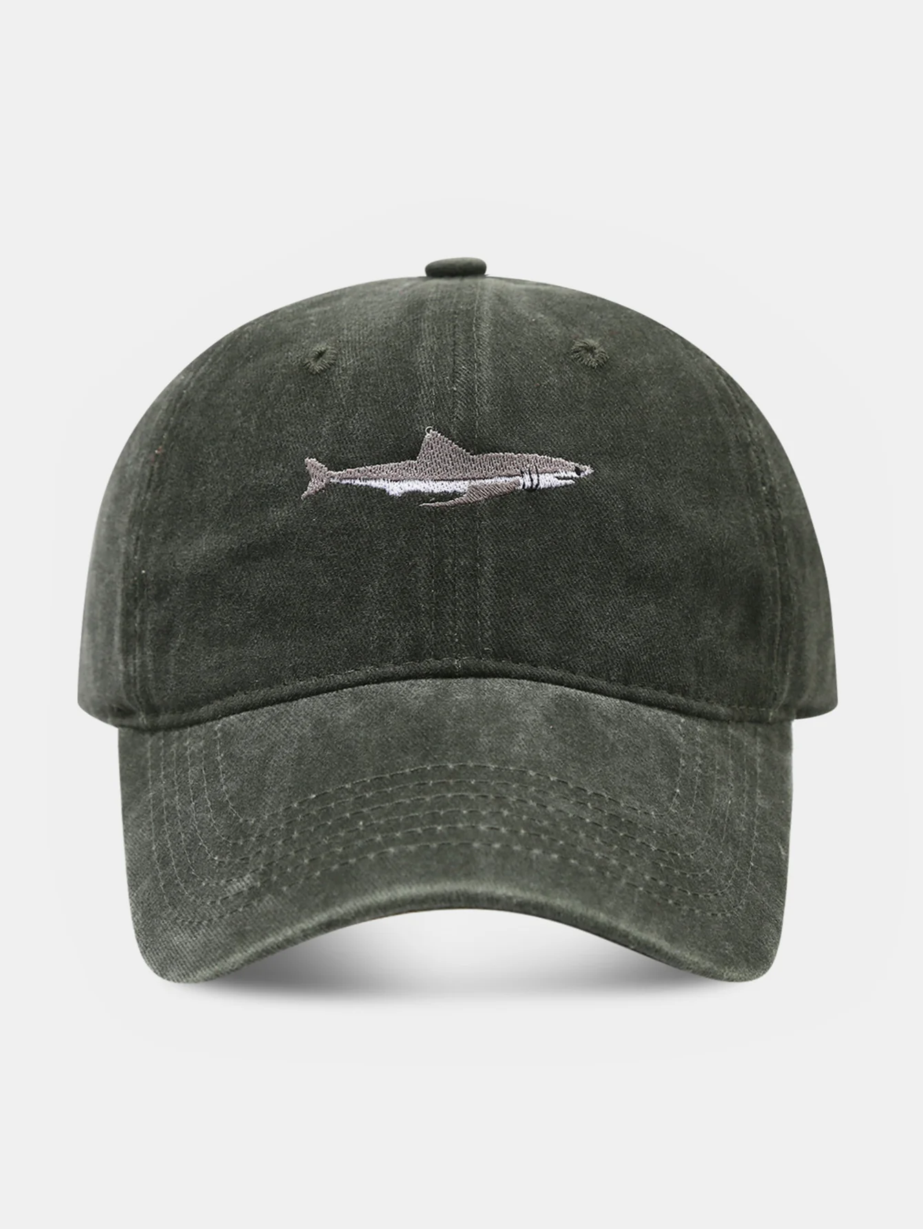 Shark bestickte gewaschene Baseballkappe - Image 2
