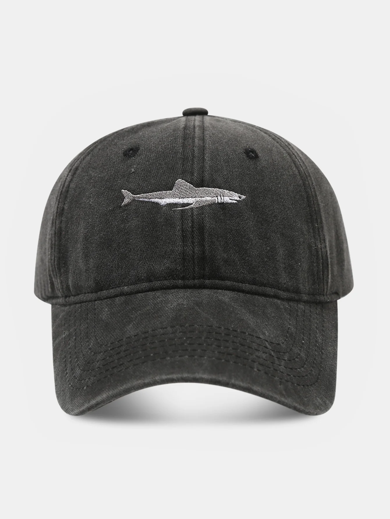 Shark bestickte gewaschene Baseballkappe - Image 4