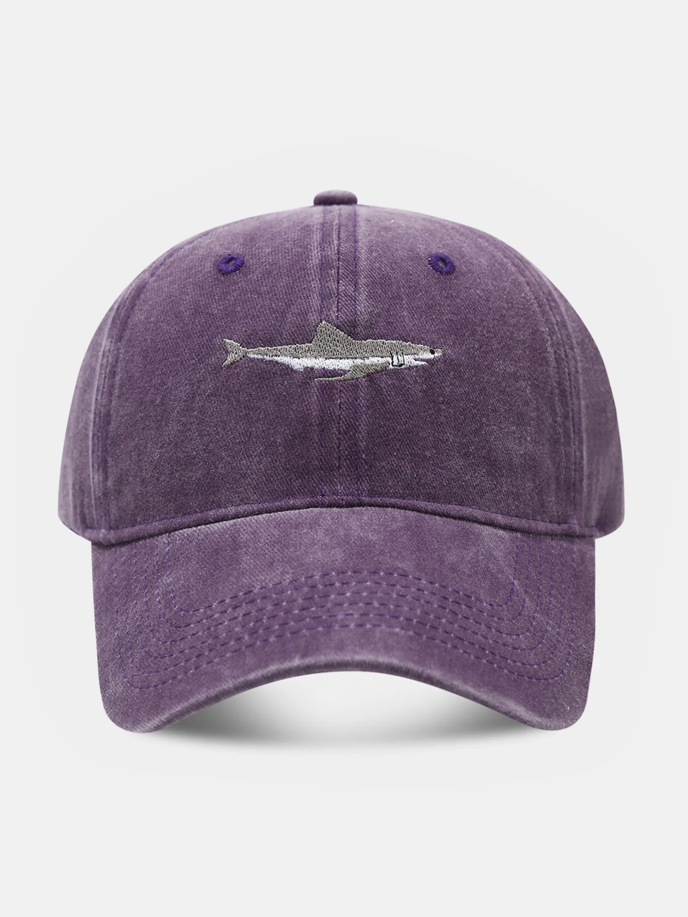 Shark bestickte gewaschene Baseballkappe - Image 6